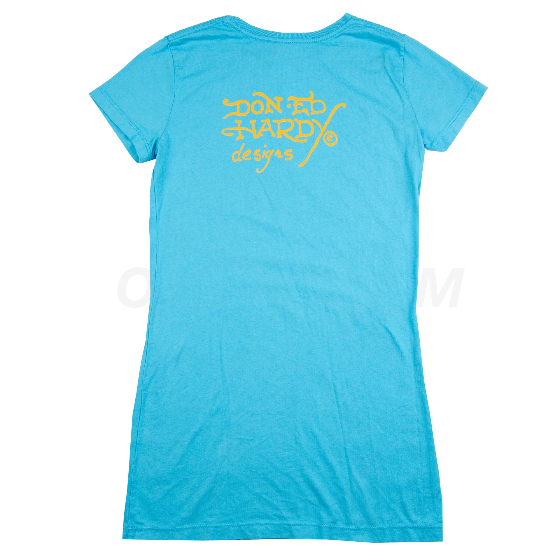 Vintage Women's Turquoise Ed Hardy Skull Tee (2000's)