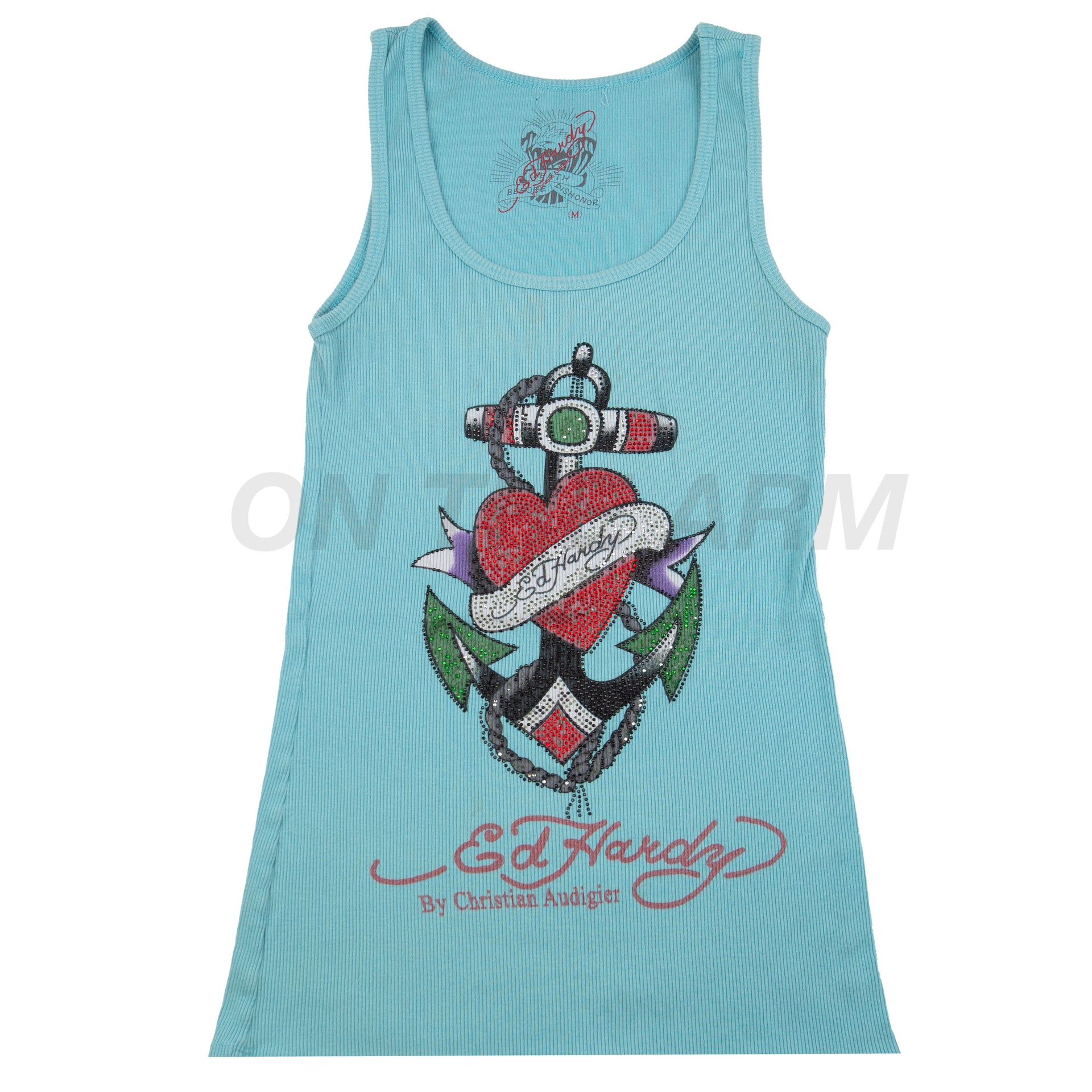 Vintage Women's Turquoise Ed Hardy Tank Top
