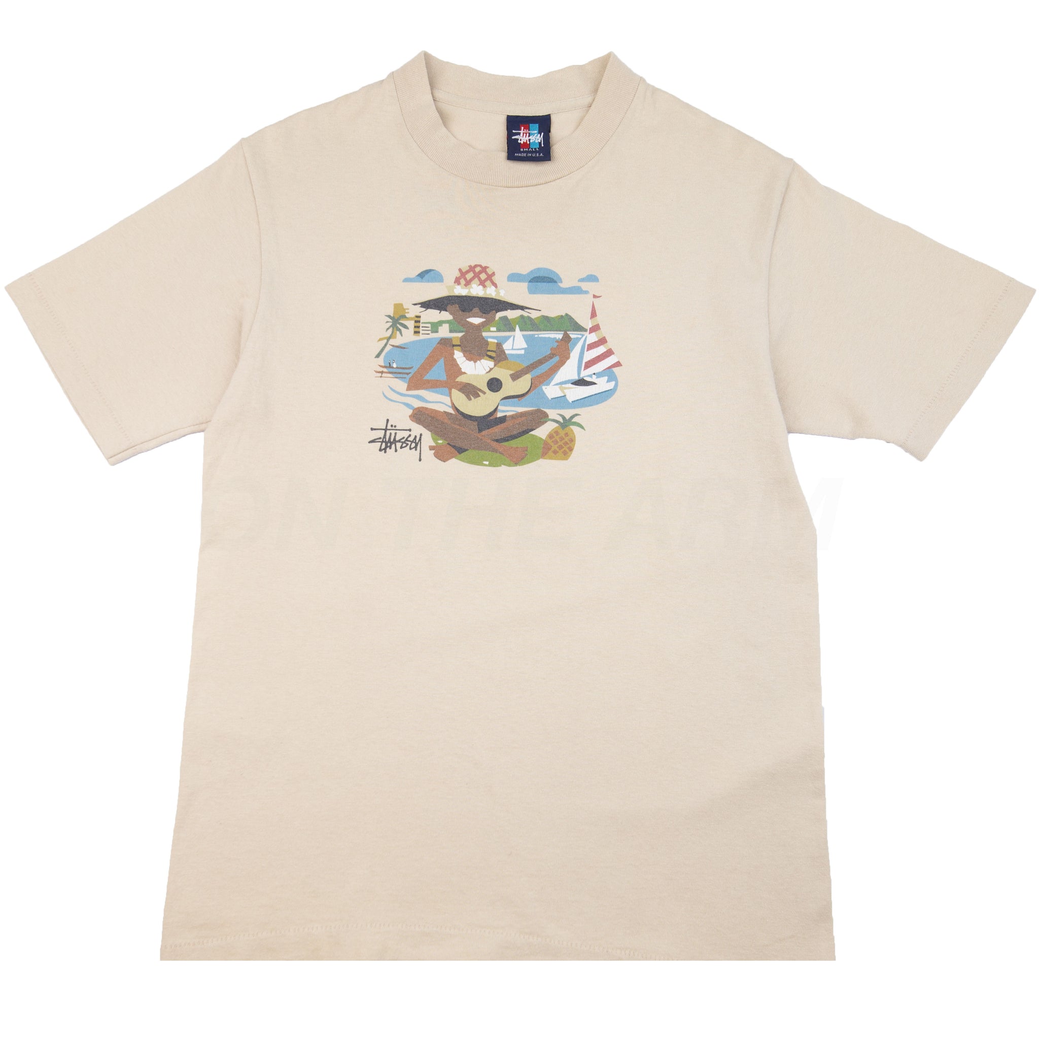 Stussy Khaki Ukelele Tee (1990's) PRE-OWNED