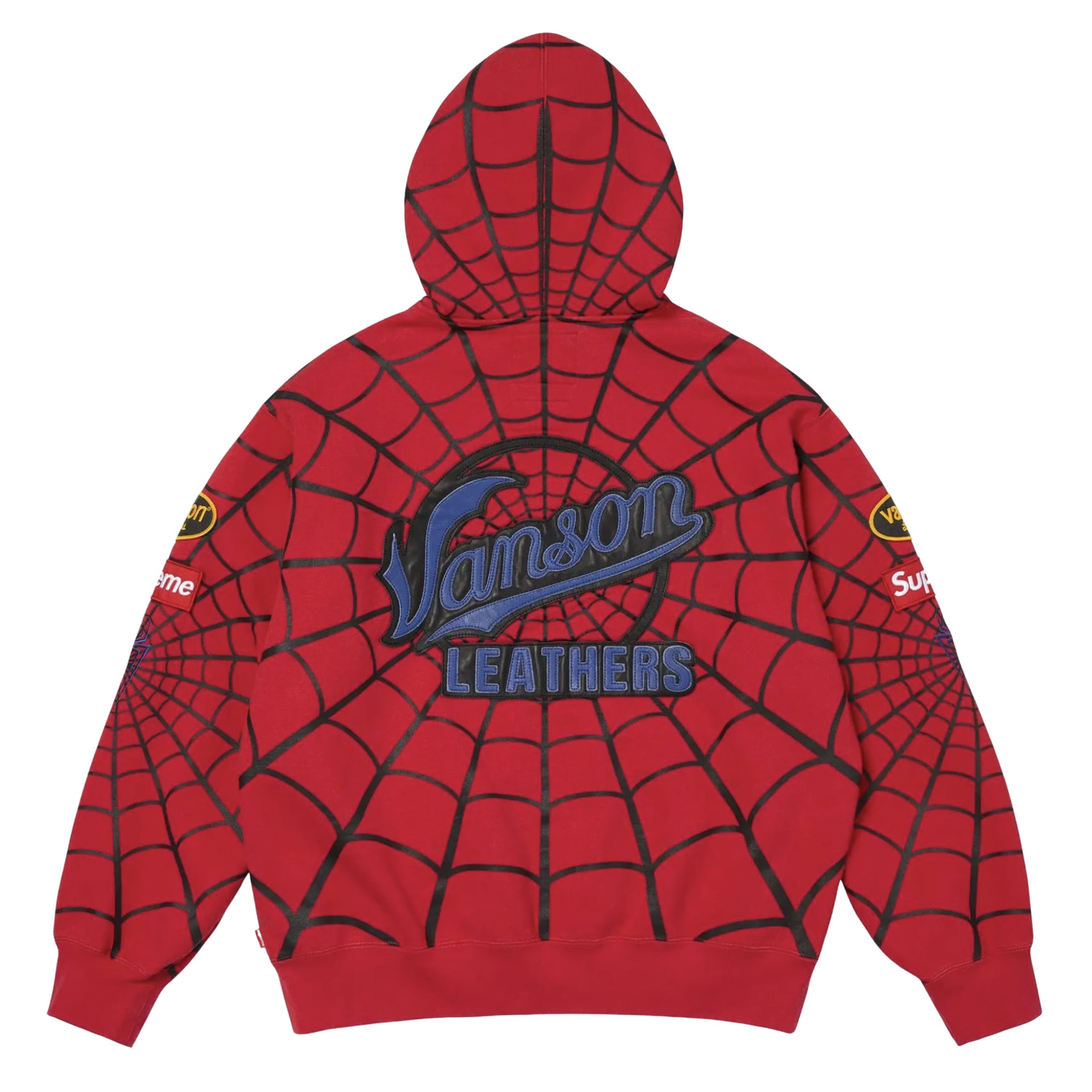 Supreme Red Vanson Leathers Spider-Man Zip Up