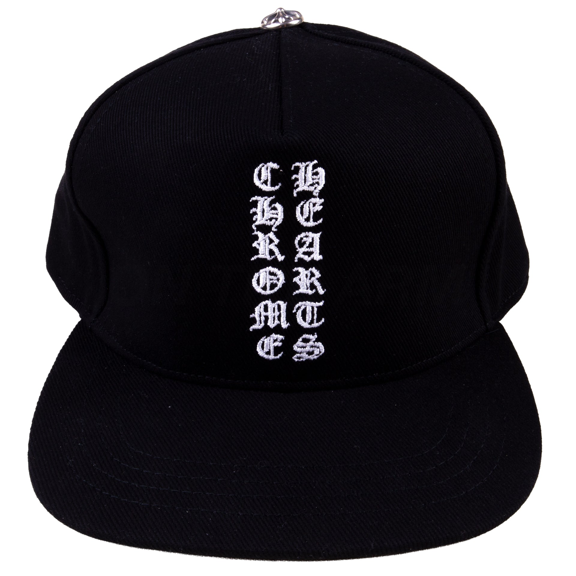 Chrome Hearts Black Denim Vertical Logo Baseball Hat