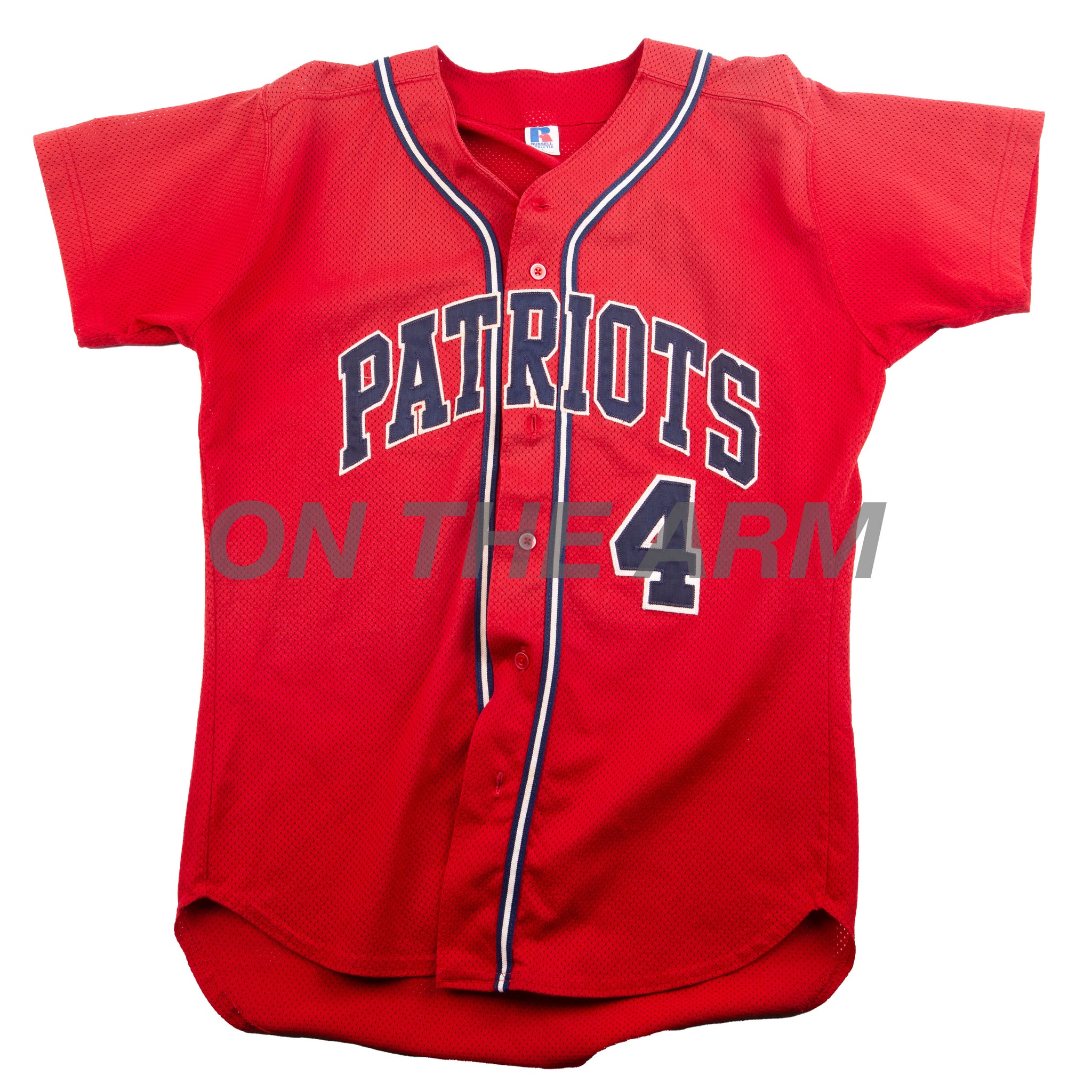 Vintage Red Russell Athletic Patriots Baseball Jersey (1990's)
