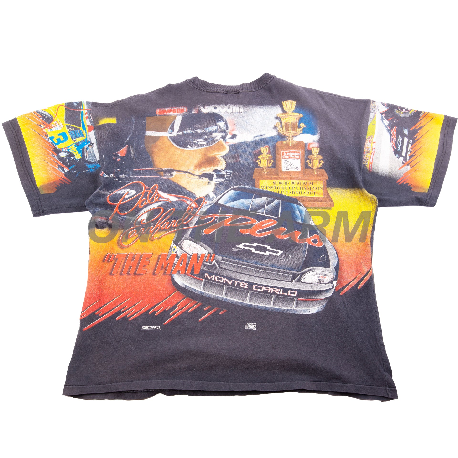 Vintage Black All Over Print Dale Earnhardt Racing Tee (1990's)