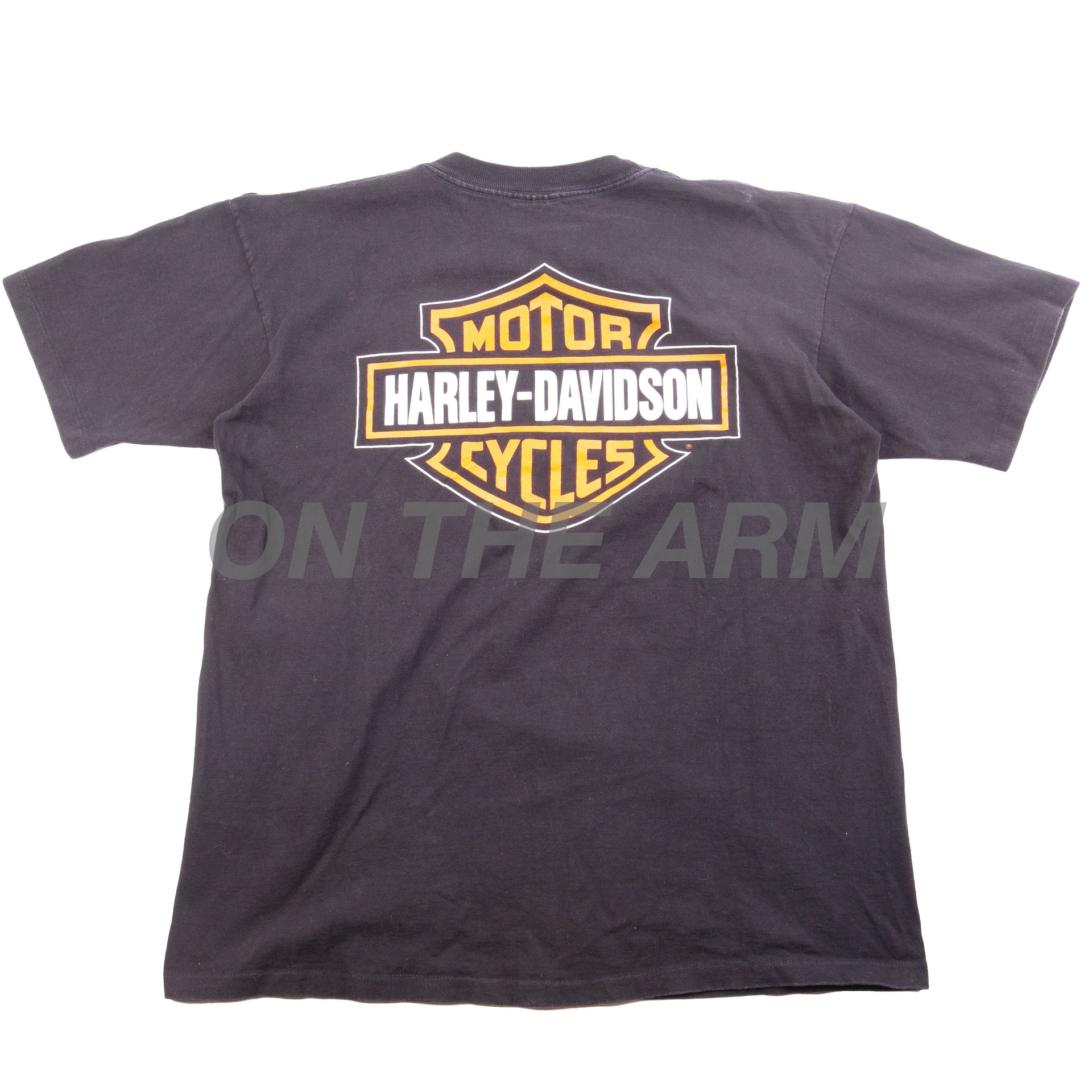 Vintage Black Harley Davidson Eagle Flames Tee