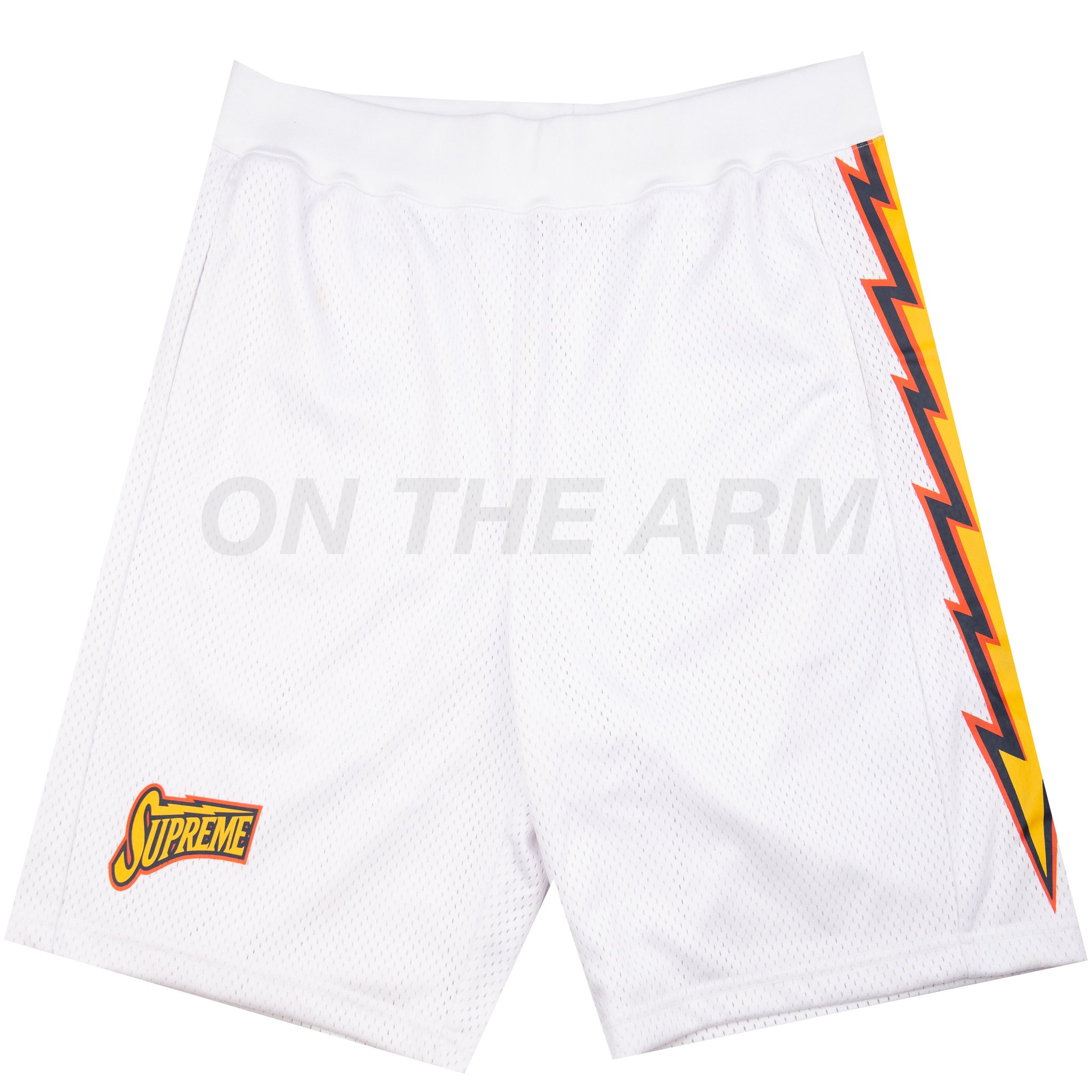 Supreme White Bolt Basketball Shorts PRE-OWNED