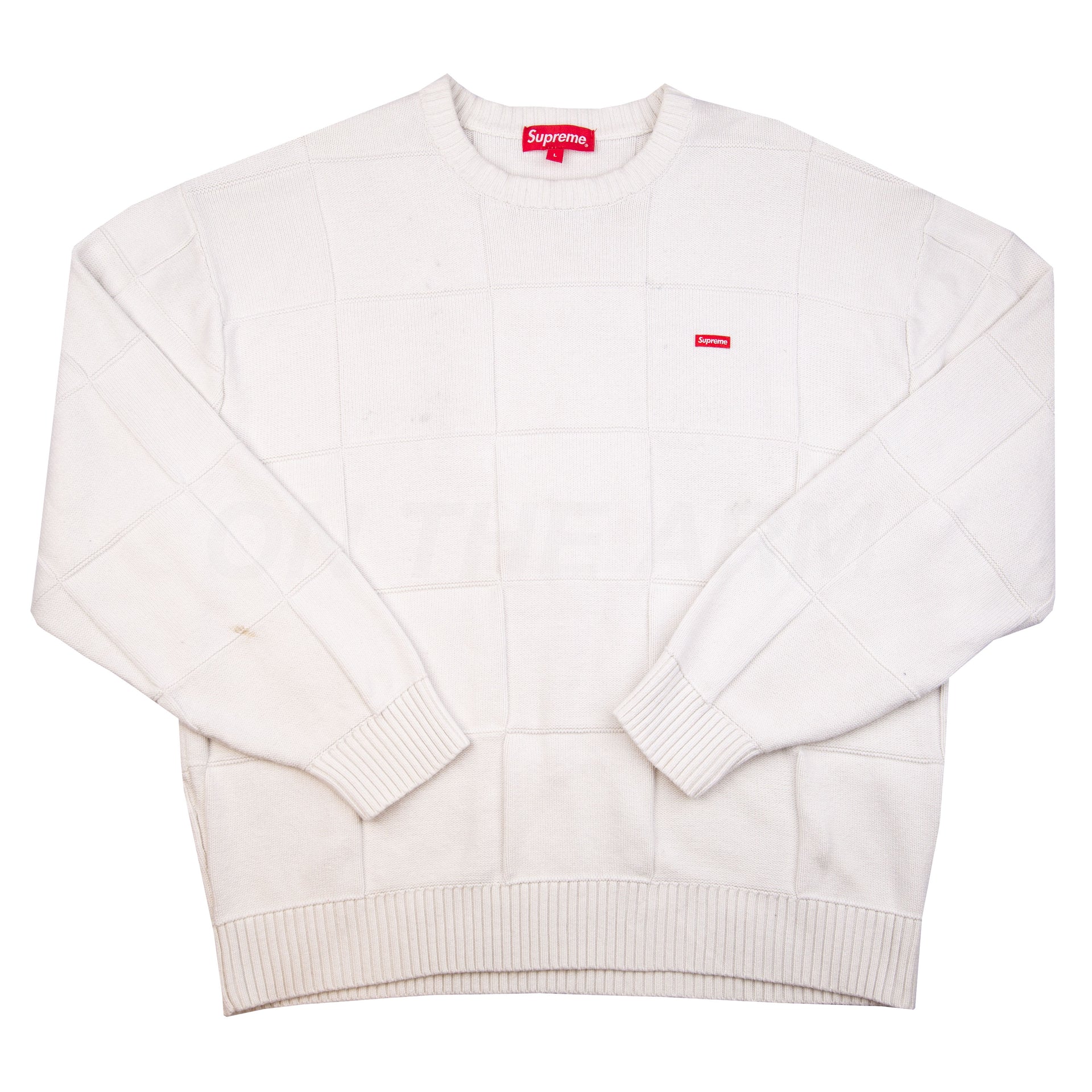 Supreme White Tonal Checkered Small Box Knit PRE-OWNED
