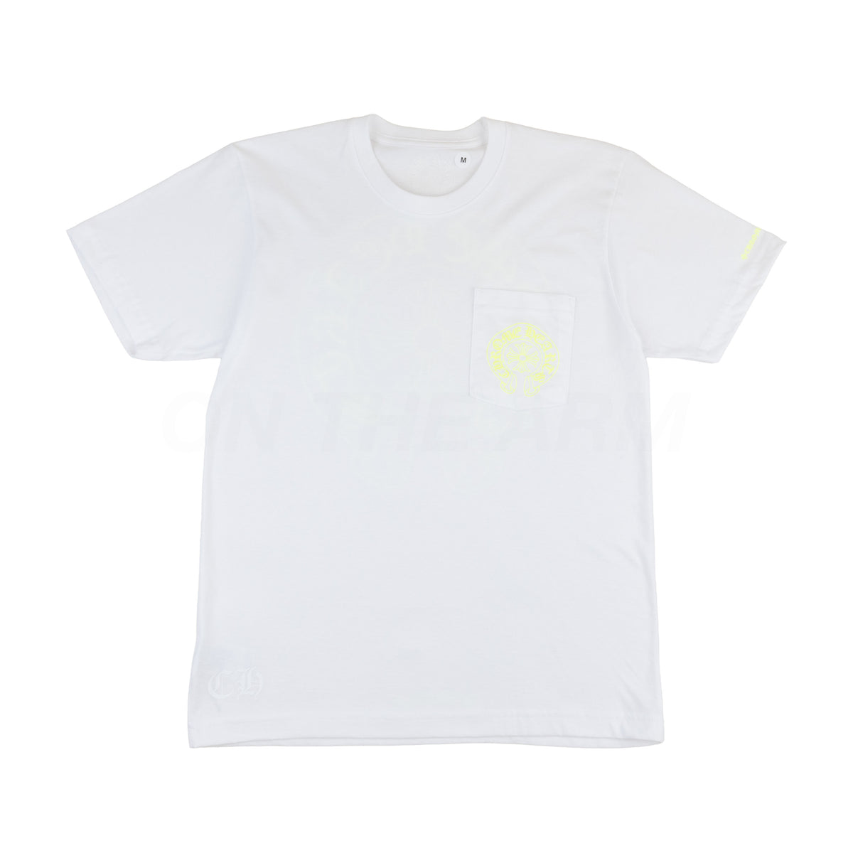 Chrome Hearts White/Neon Lime Horseshoe Pocket Tee