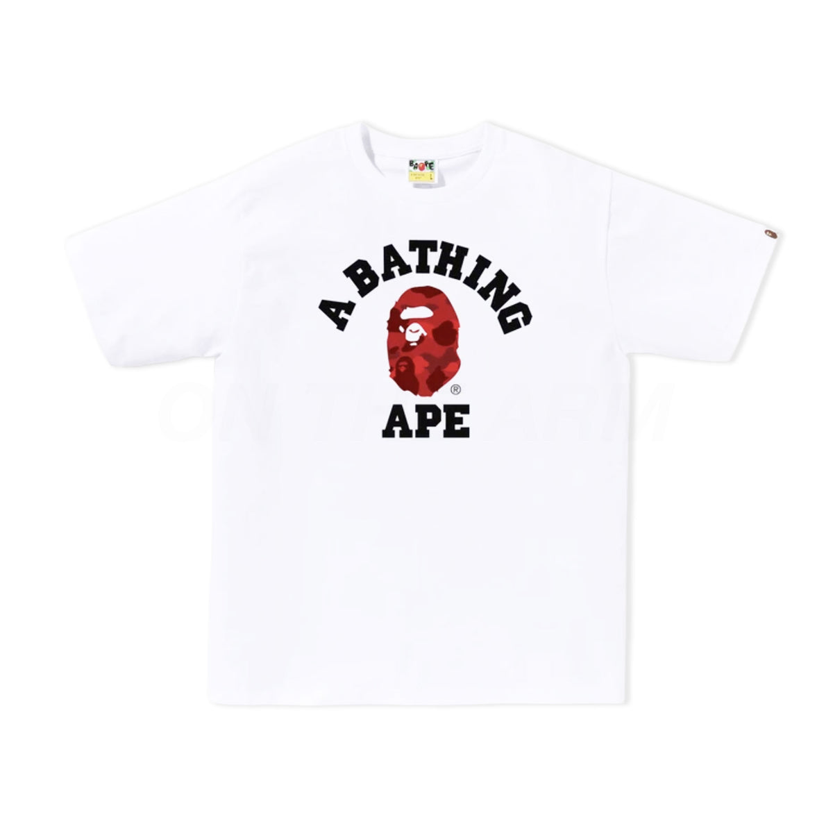 Bape White/Red Color Camo College Tee