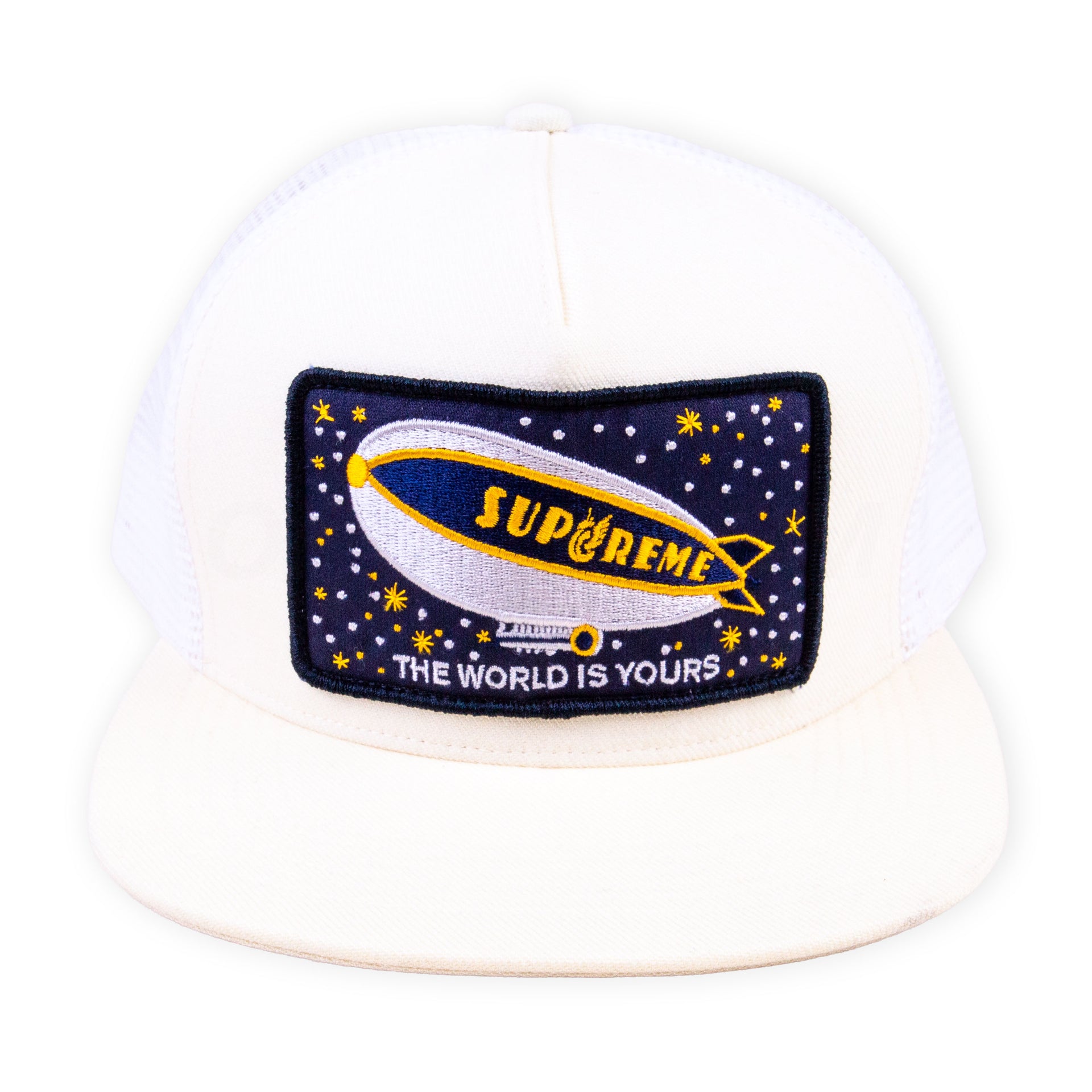 Supreme White Blimp Mesh Trucker Hat