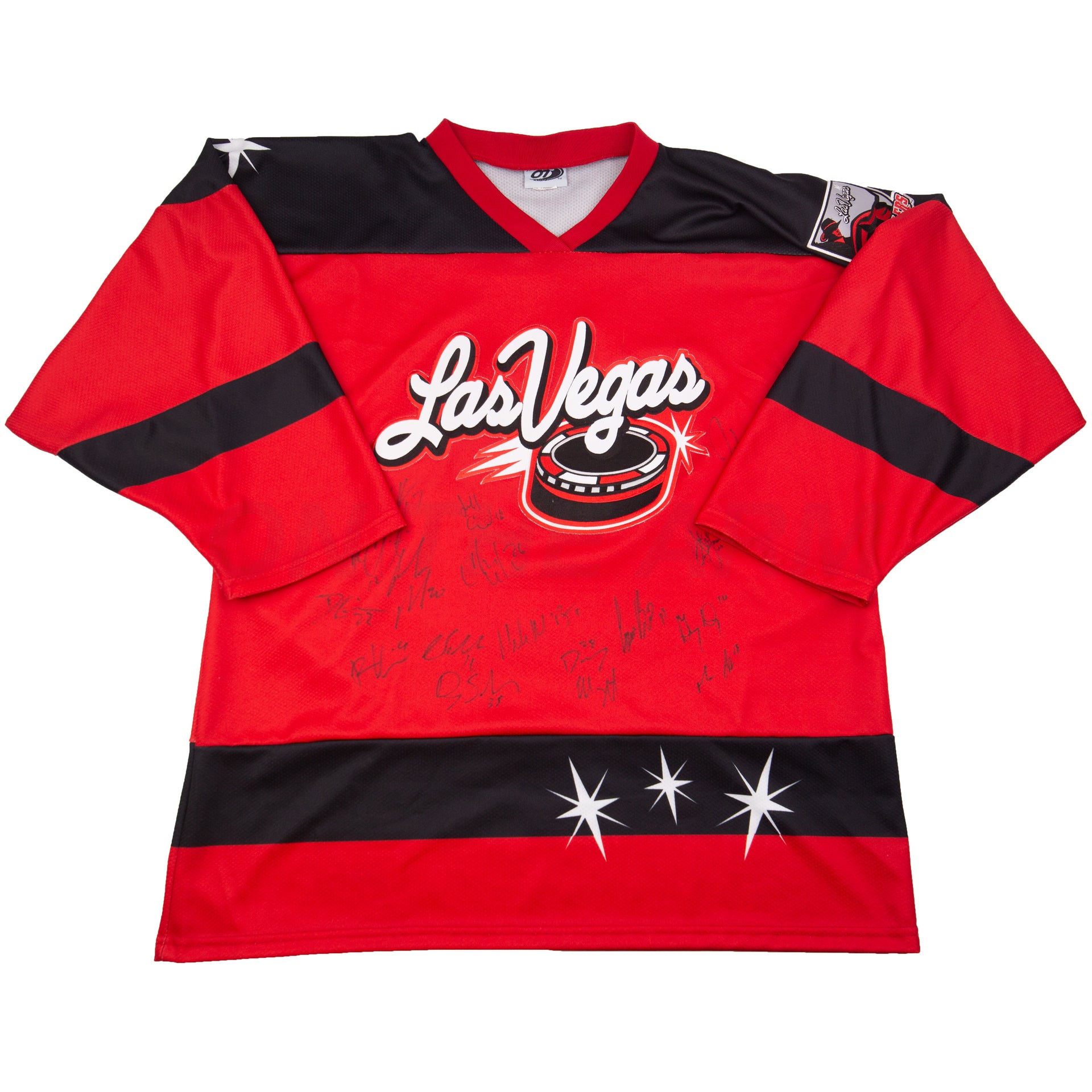 Vintage Red Las Vegas Wranglers Signed Jersey (2000's)