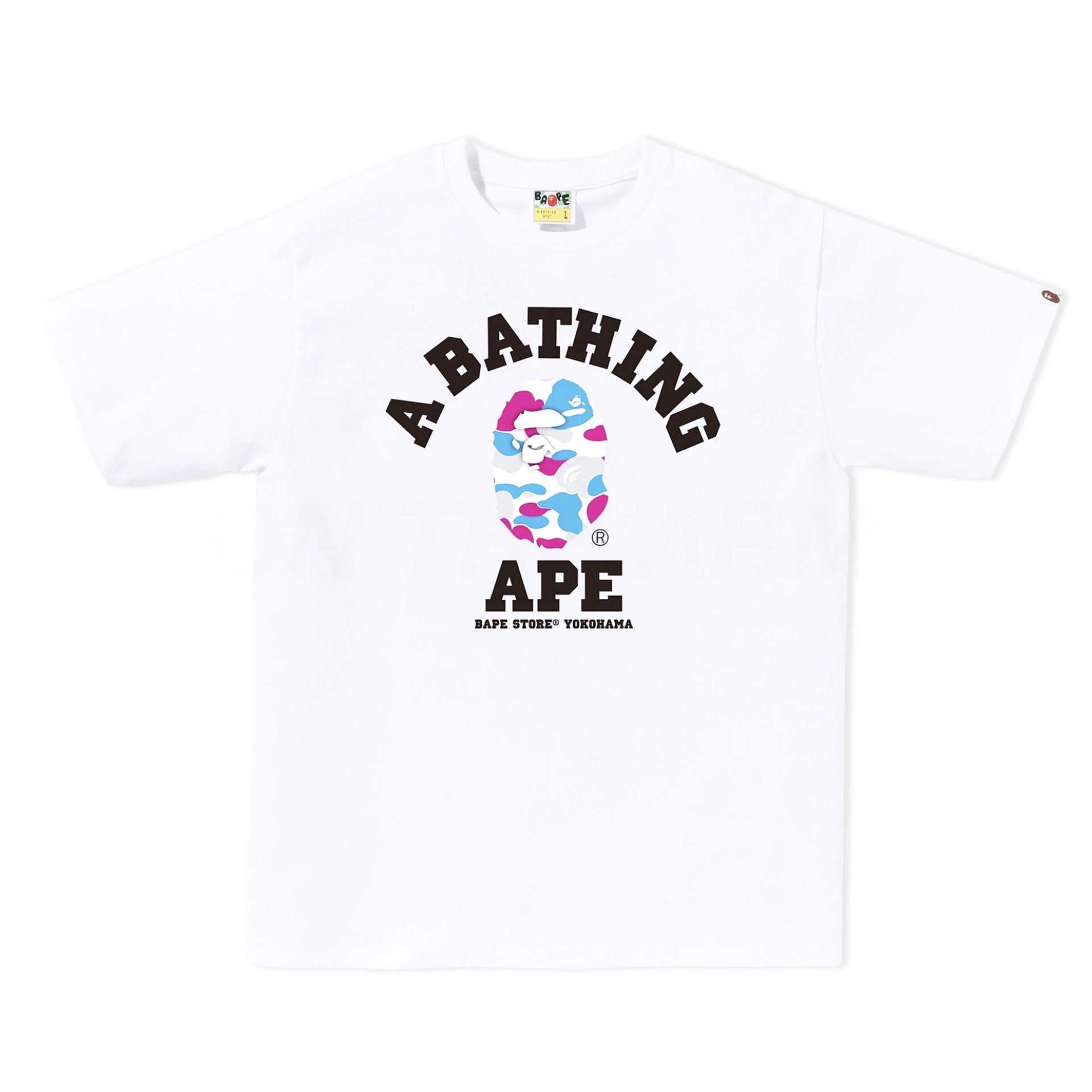 Bape White Yokohama Exclusive College Tee