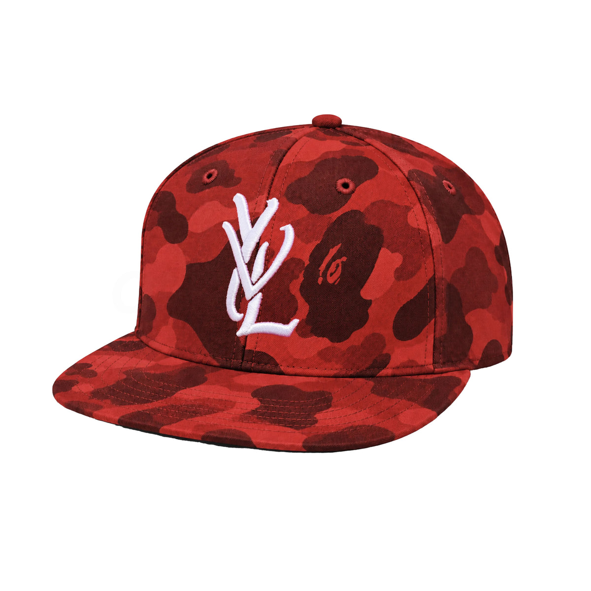 Bape Red Color Camo YVL Fitted Hat