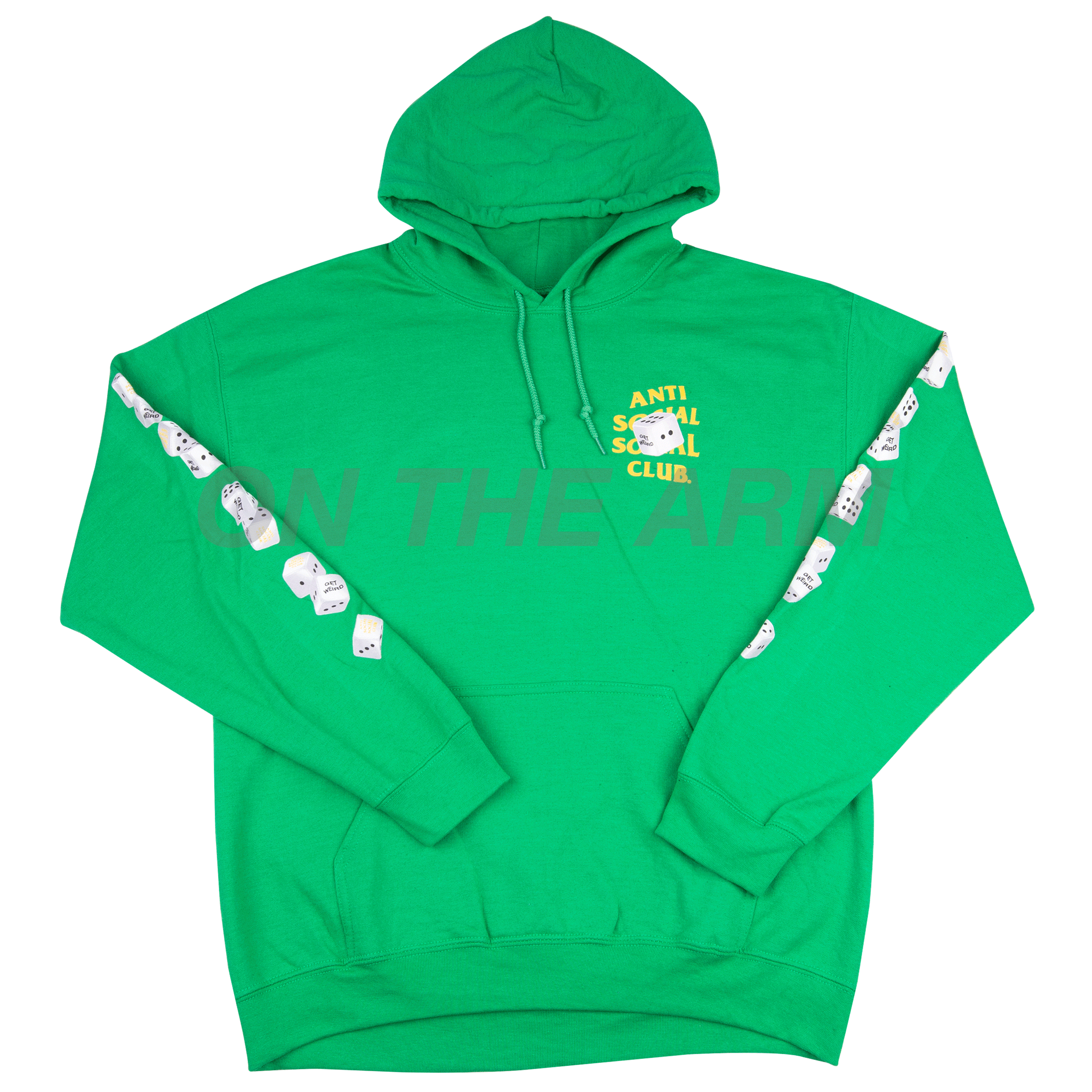 Anti Social Social Club Green Take Me Home Hoodie On The Arm