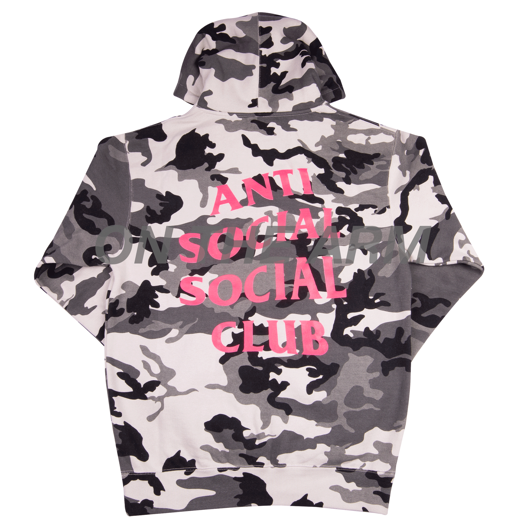 Anti Social Social Club Pink Frozen Camo Hoodie On The Arm
