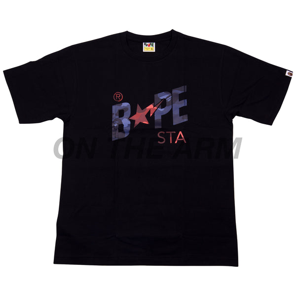 Bape Black Color Camo Sta Logo Tee