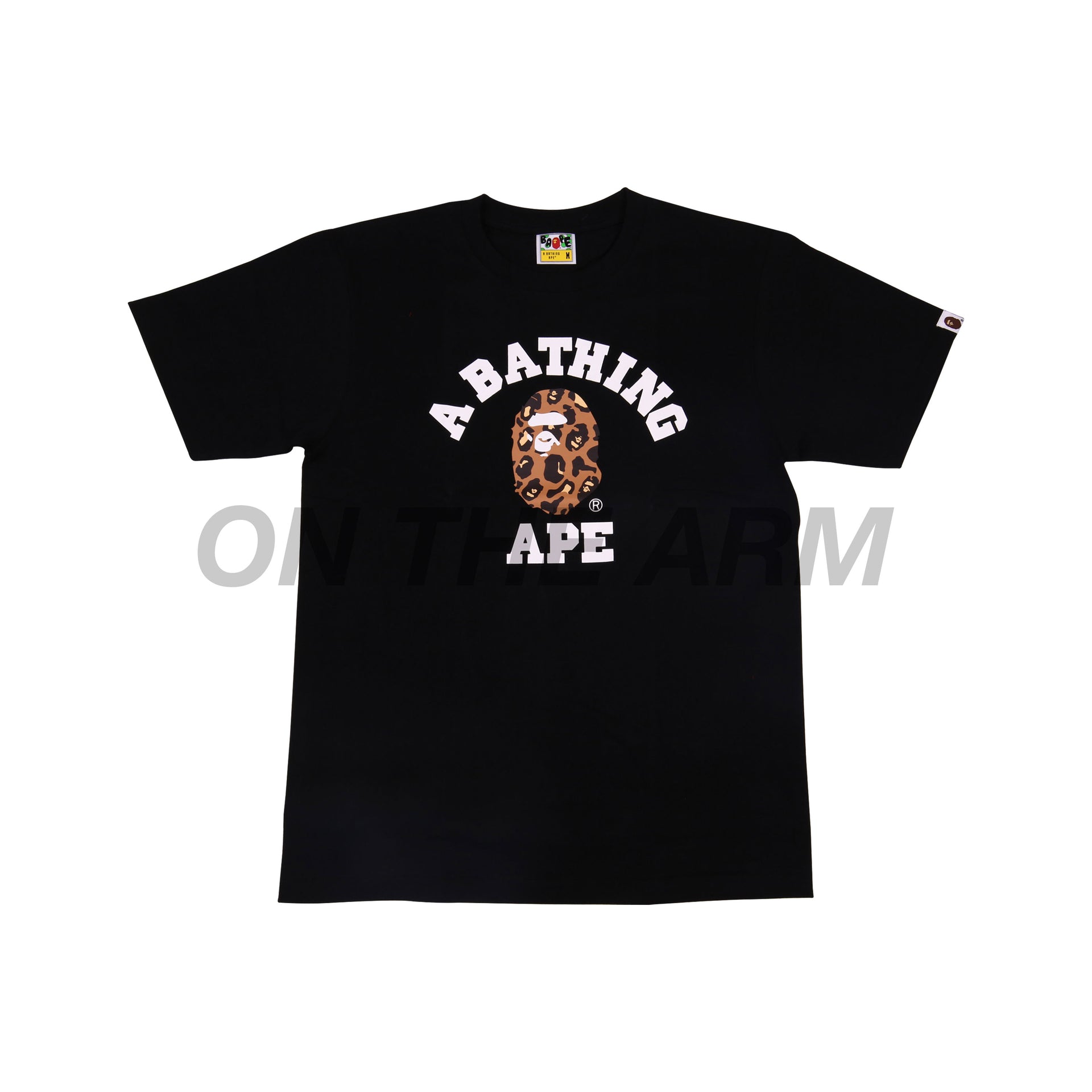 Bape Black Leopard Camo College Logo Tee