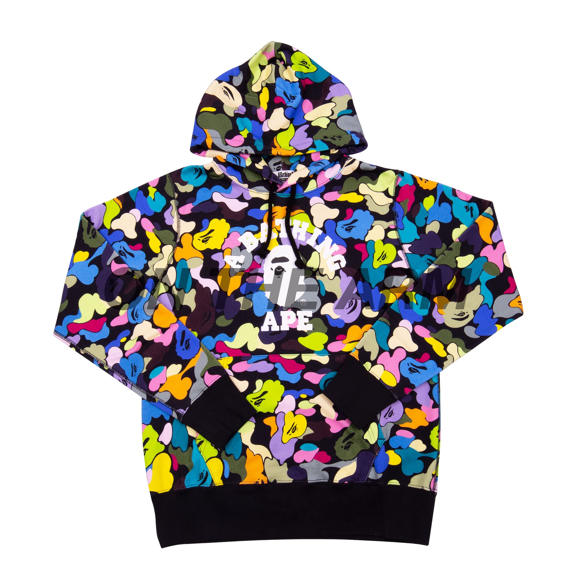 Bape Black Multi Camo College Logo Hoodie