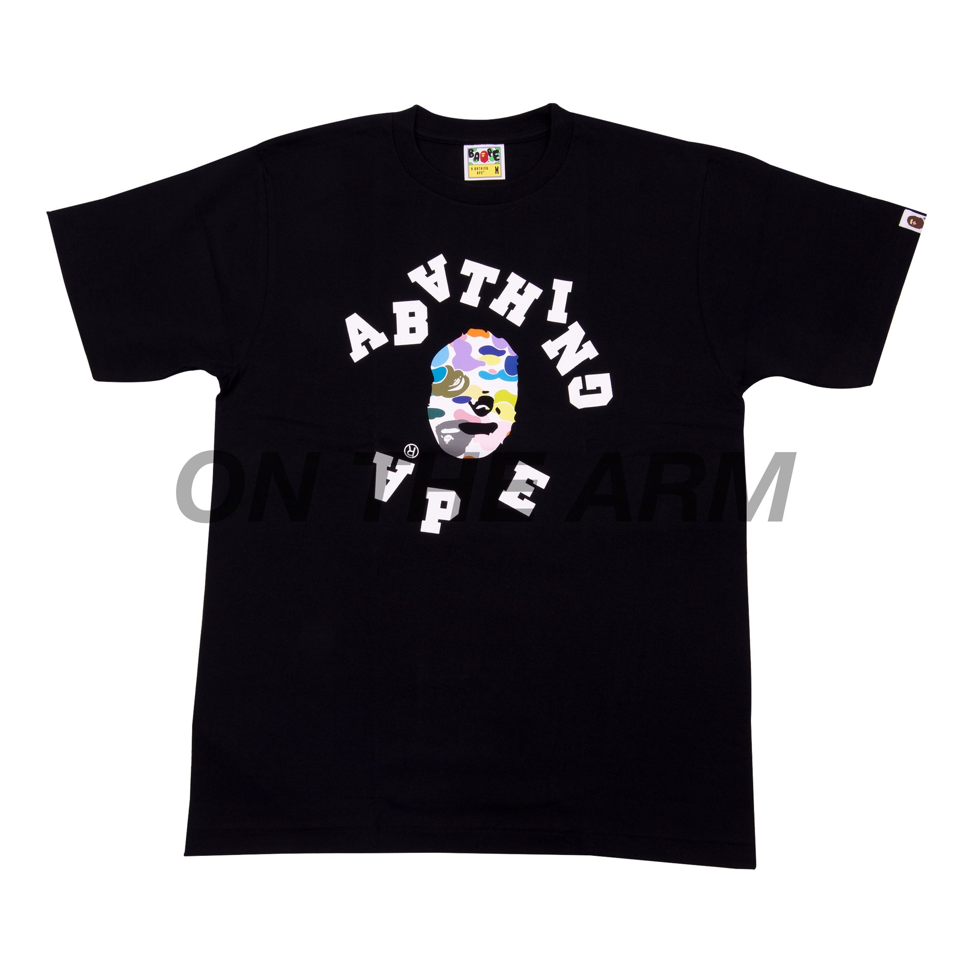Bape Black Multi Camo Broken College Logo Tee