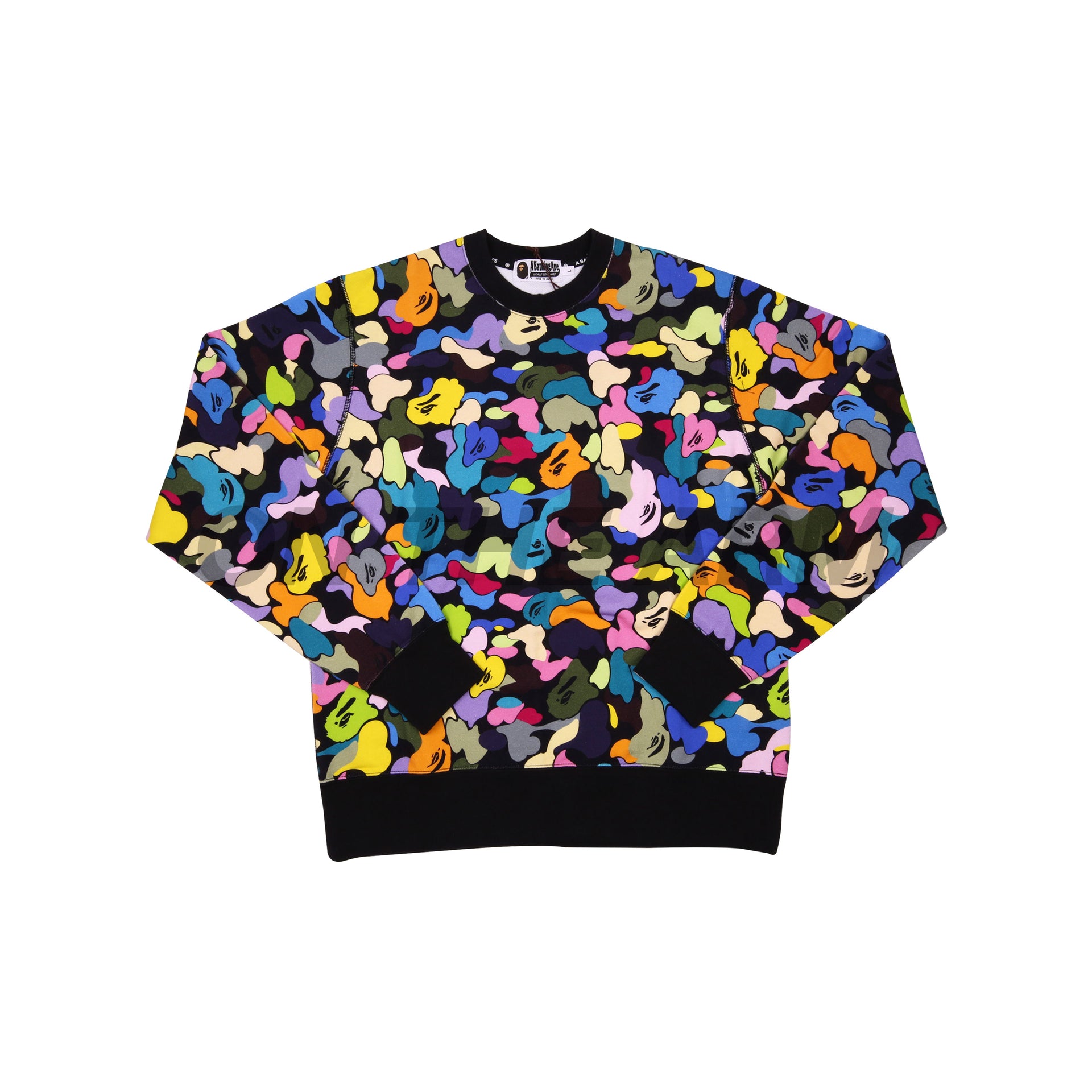 Bape Black Multi Color Camo Crew