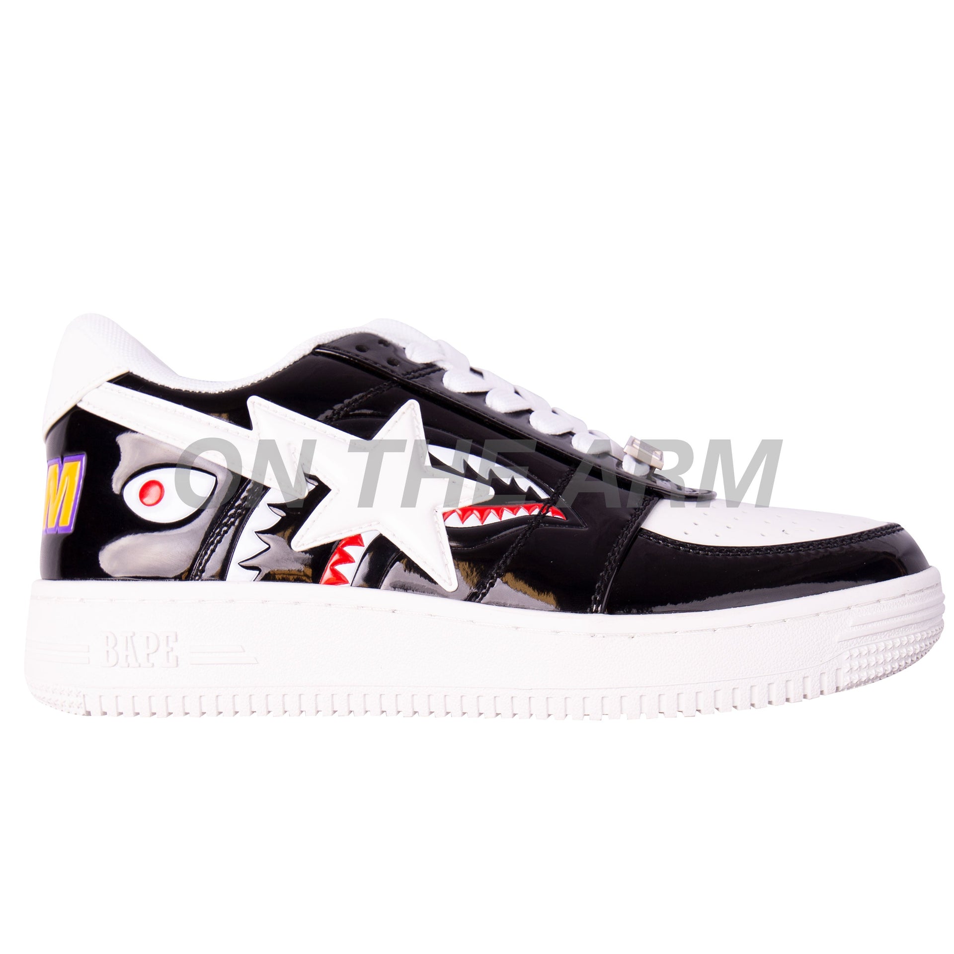 Bape Black Patent Leather Shark Color Block Bapesta