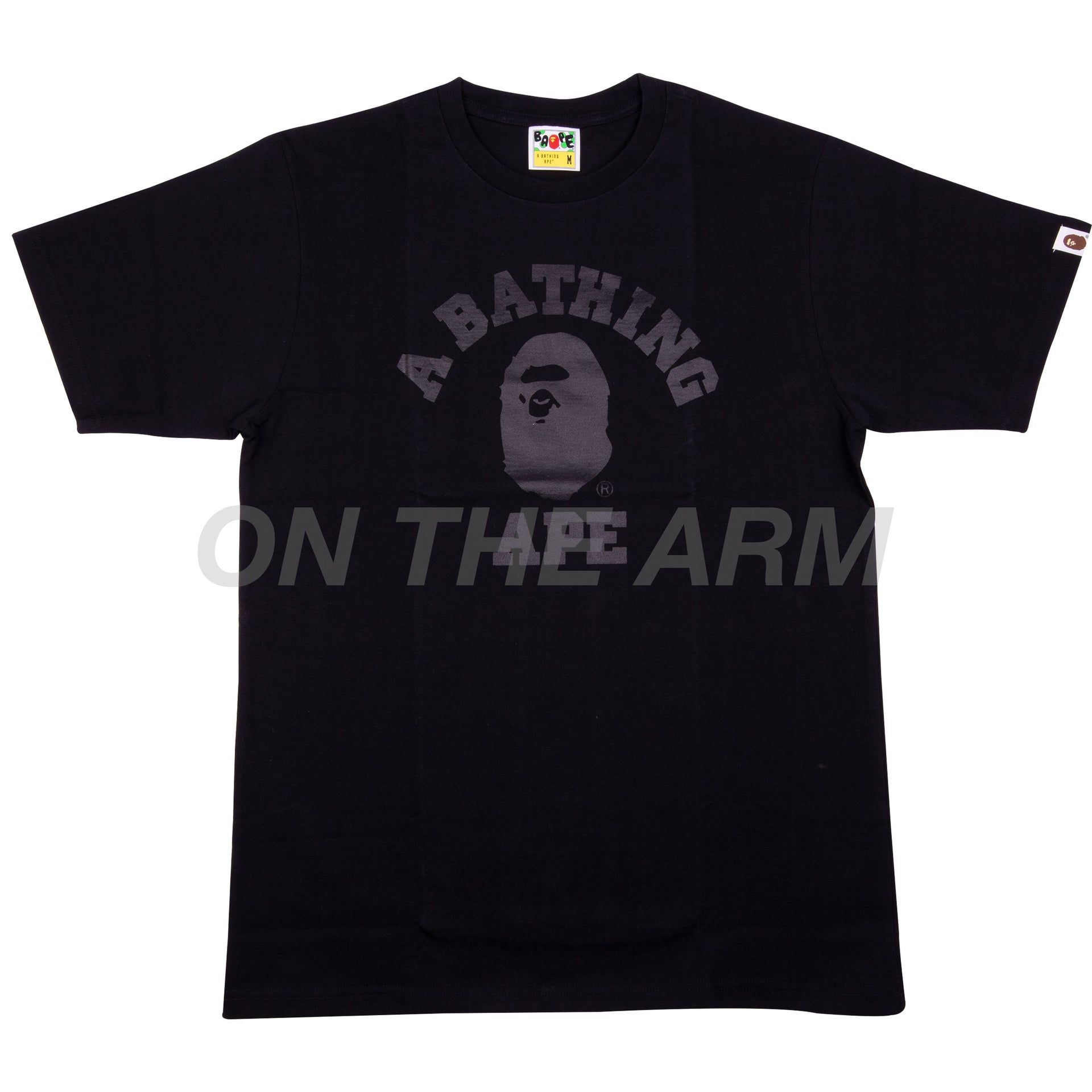Bape Black Tonal College Logo Tee