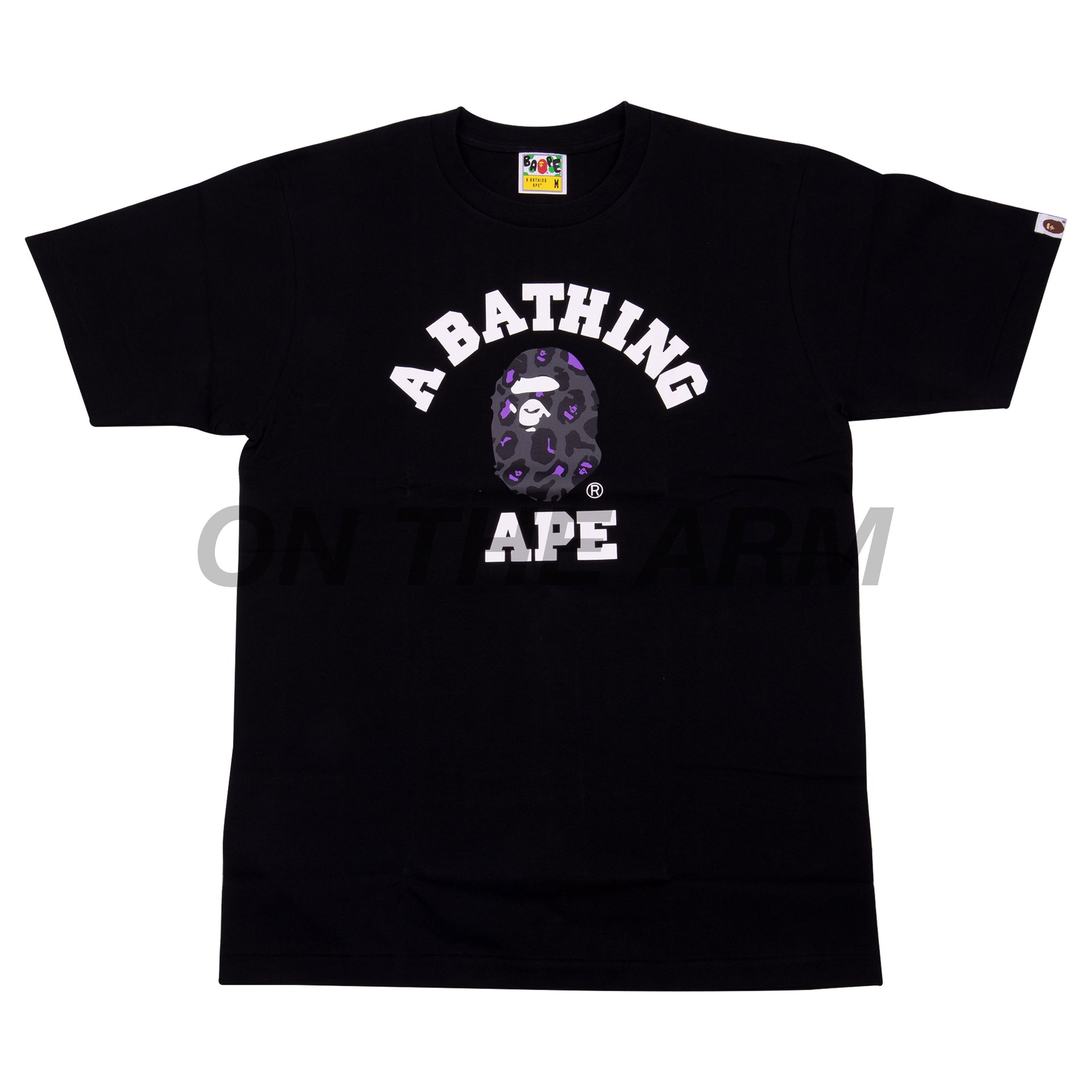 Bape Black/Black Leopard Camo College Logo Tee