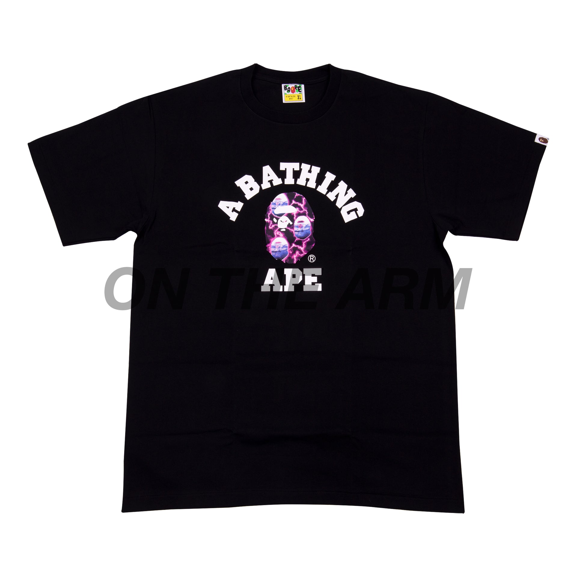 Bape Black/Black Lightning College Logo Tee