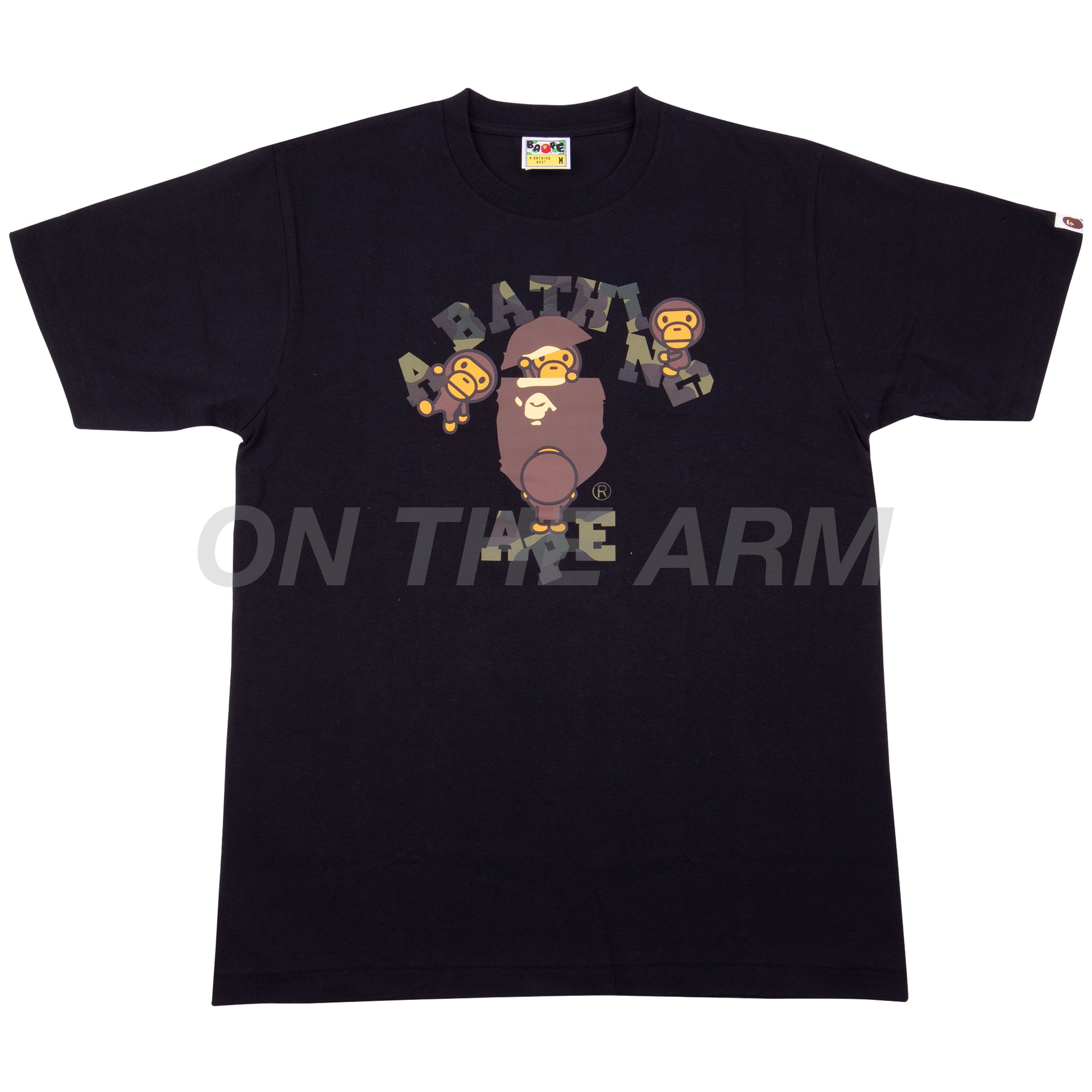 Bape Black/Green Camo Milo College Logo Tee