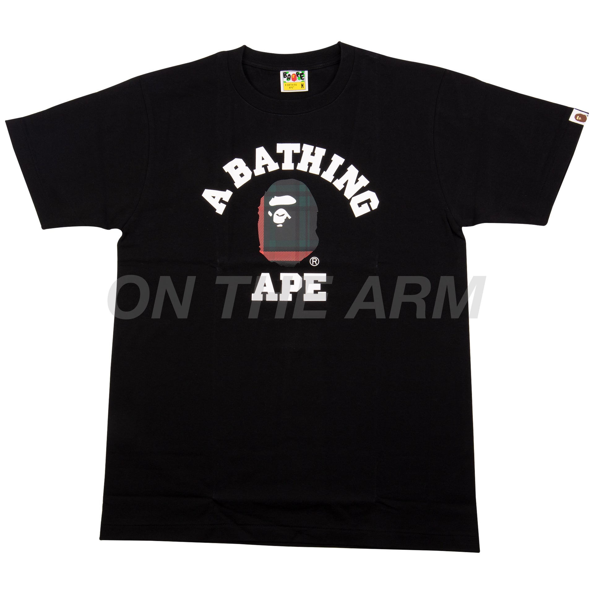 Bape Black/Green Check College Logo Tee