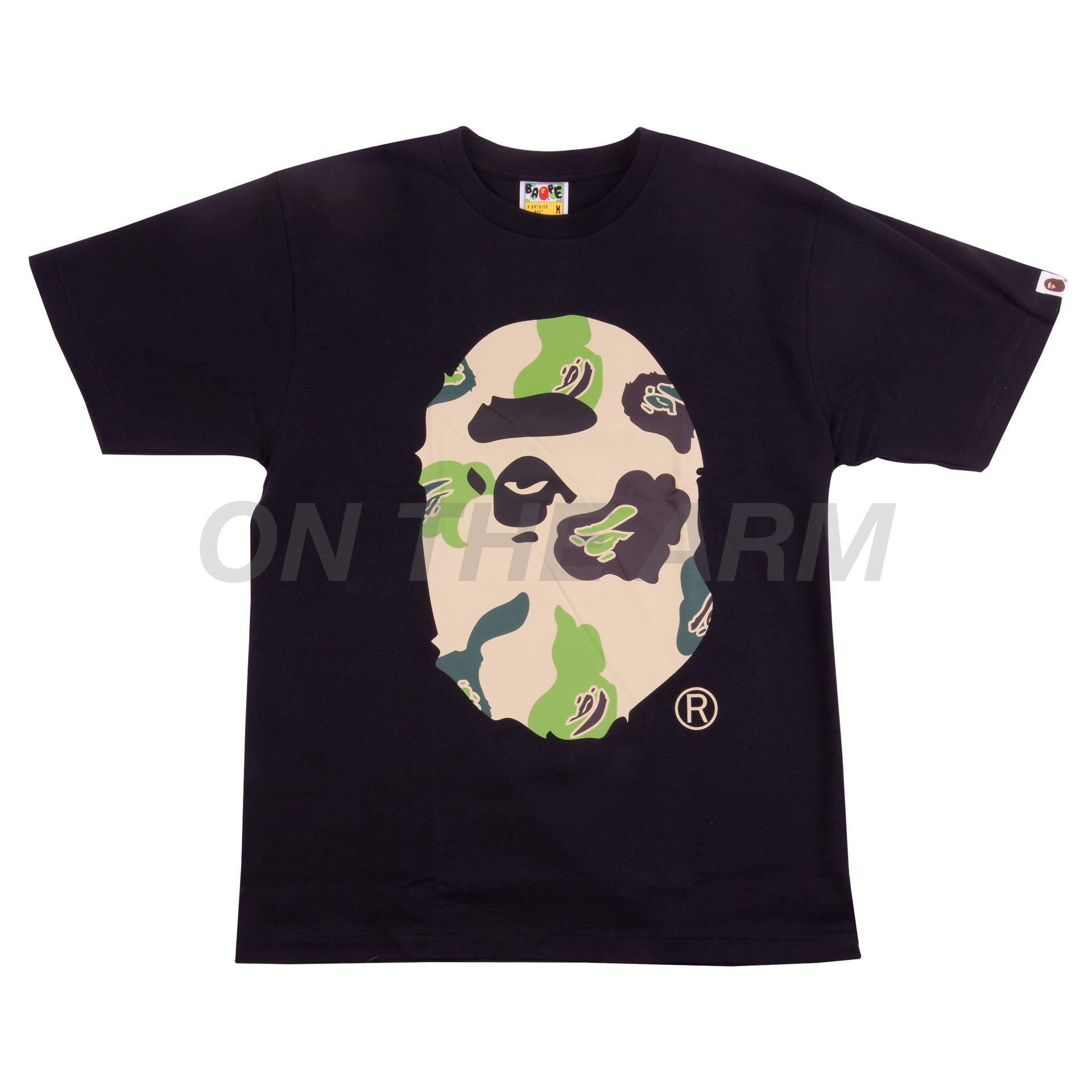 Bape Black/Green Def Camo Ape Head Tee