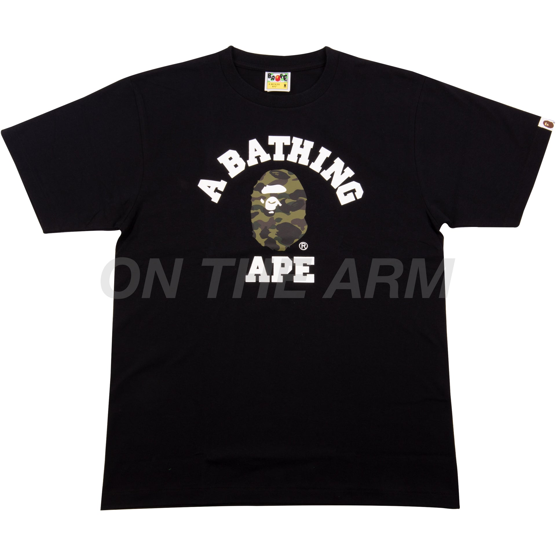Bape Black/Green First Camo College Logo Tee