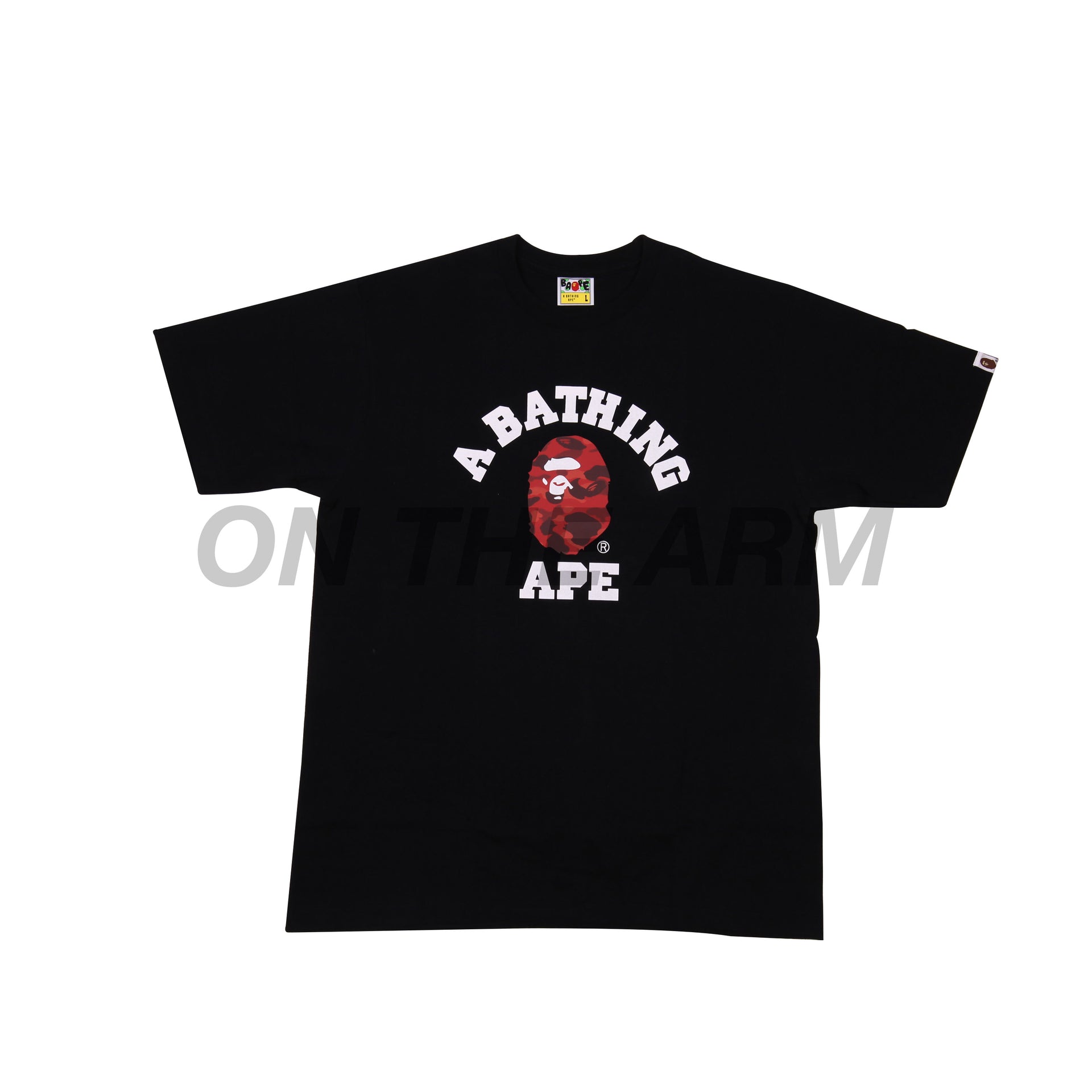 Bape Black/Red Reflective Camo College Logo Tee