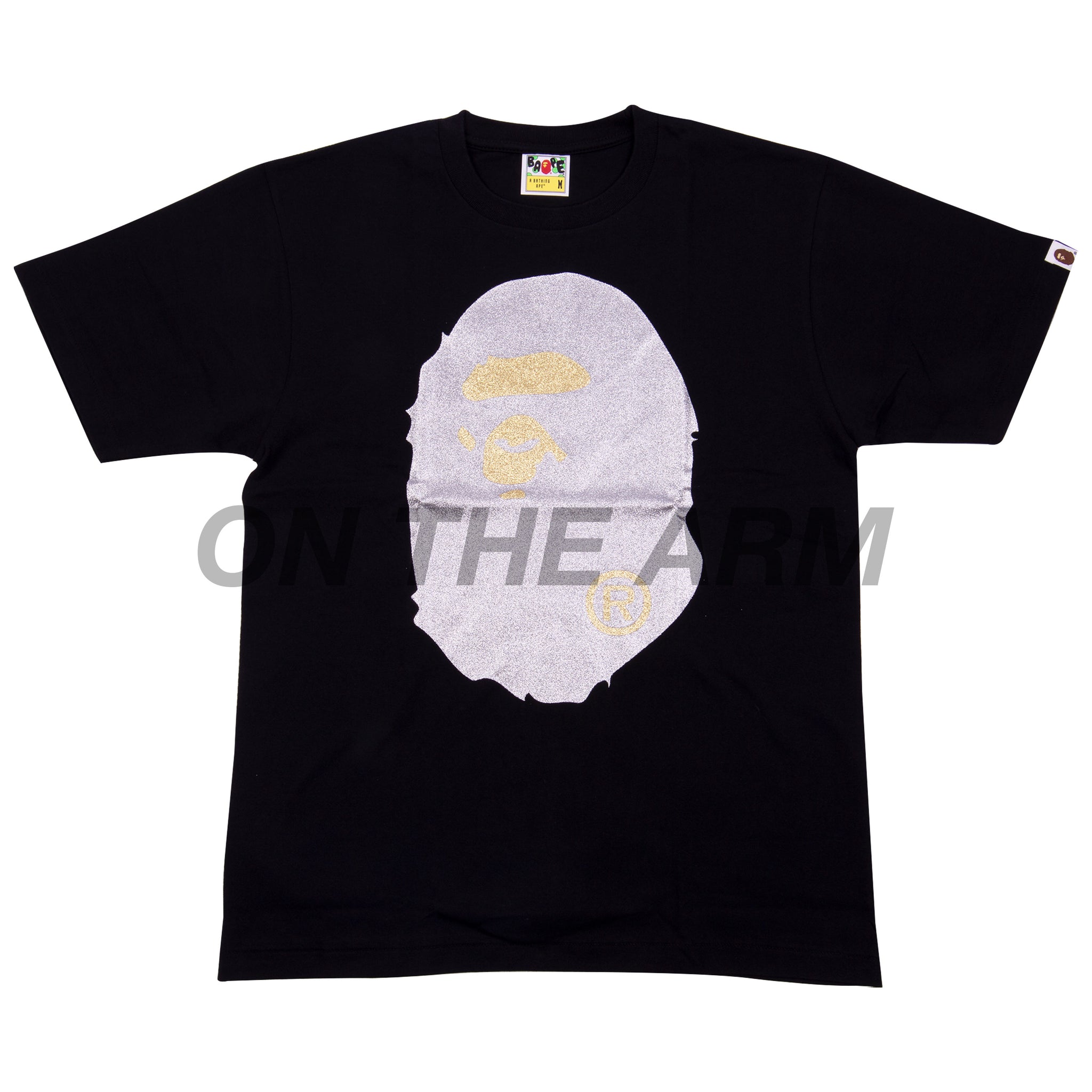 Bape Black/Silver Glitter Big Ape Head Tee