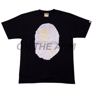 Bape Black/Silver Glitter Big Ape Head Tee
