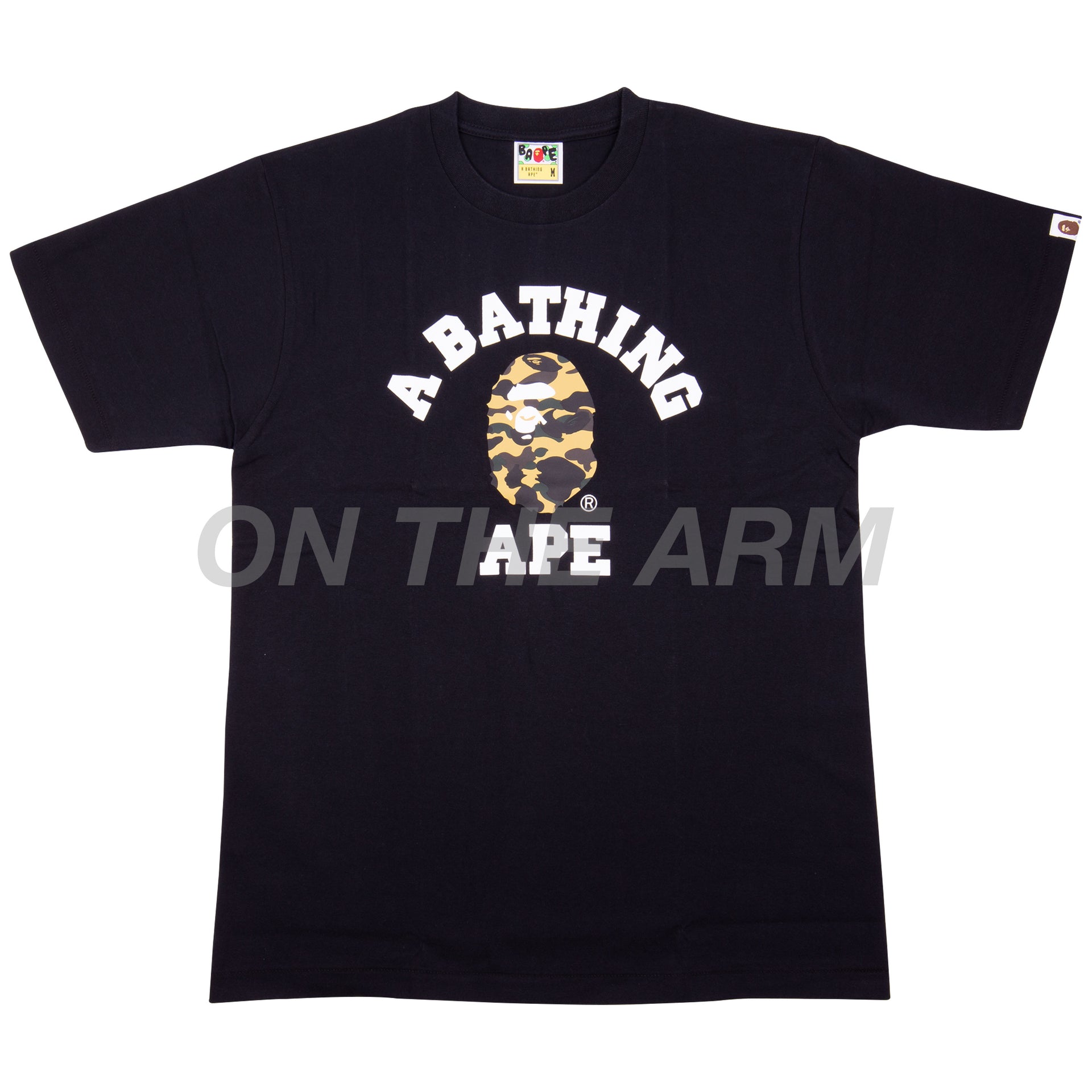 Bape Black/Yellow First Camo College Logo Tee