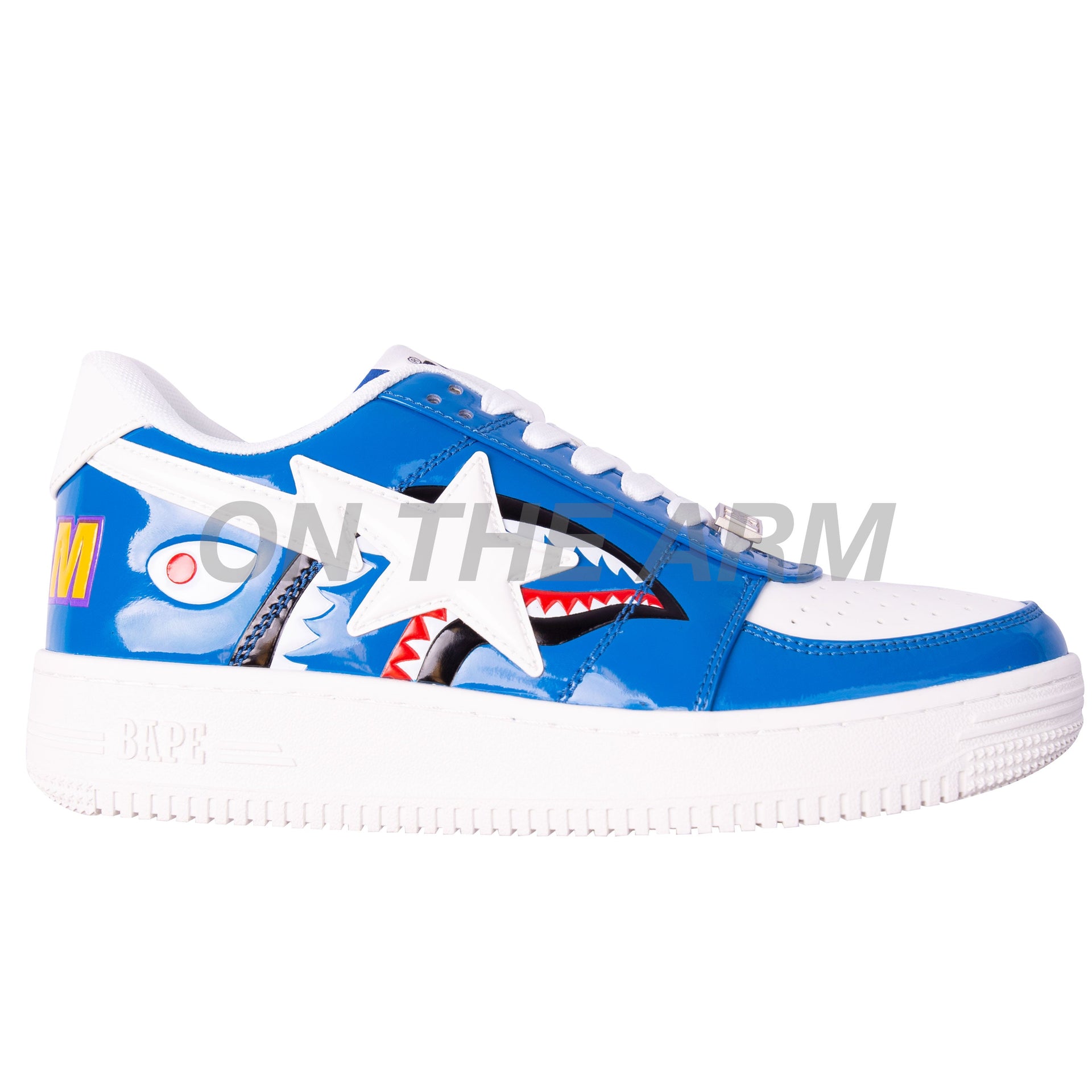 Bape Blue Patent Leather Shark Color Block Bapesta