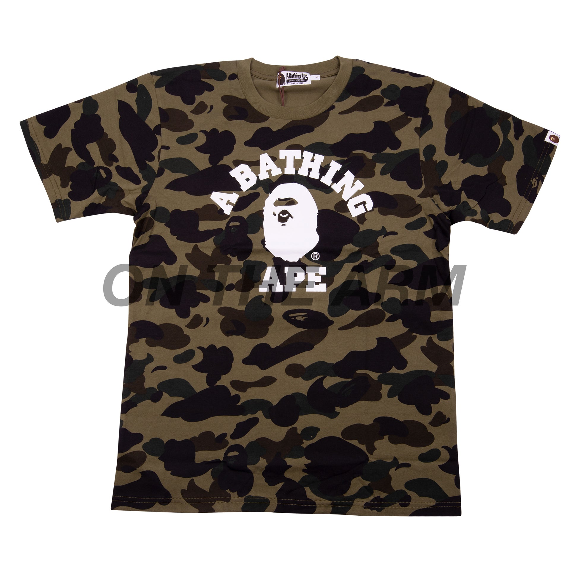 Bape Green First Camo College Logo Tee