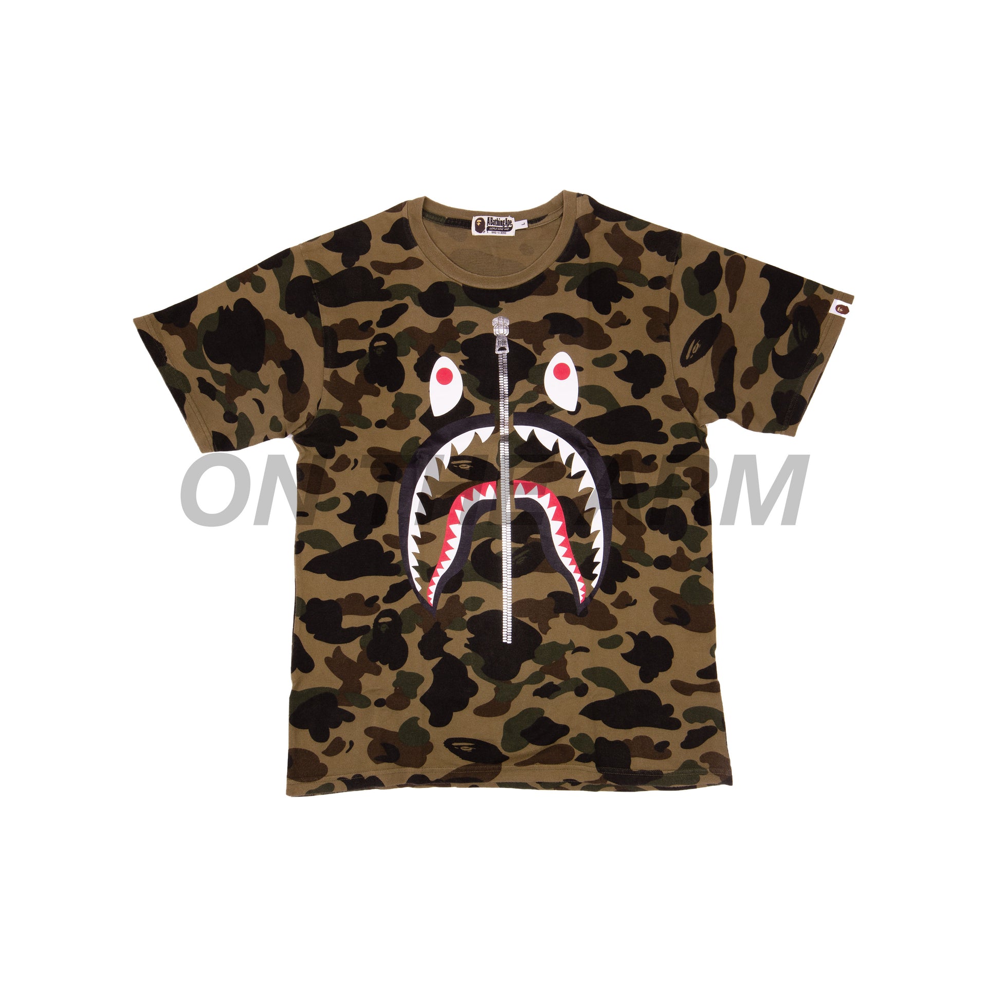 Bape Green First Camo Shark Tee USED