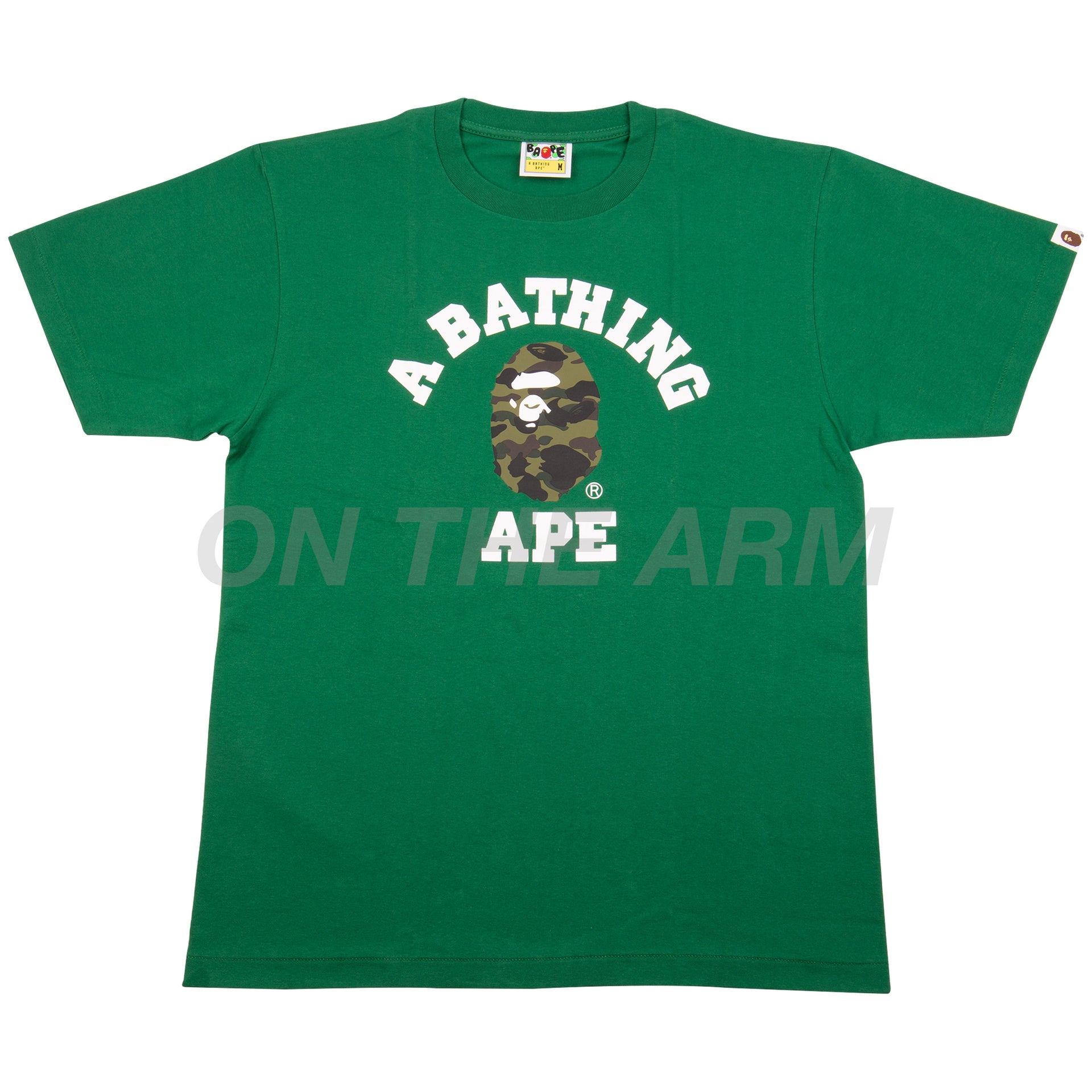 Bape Green/Green First Camo College Logo Tee