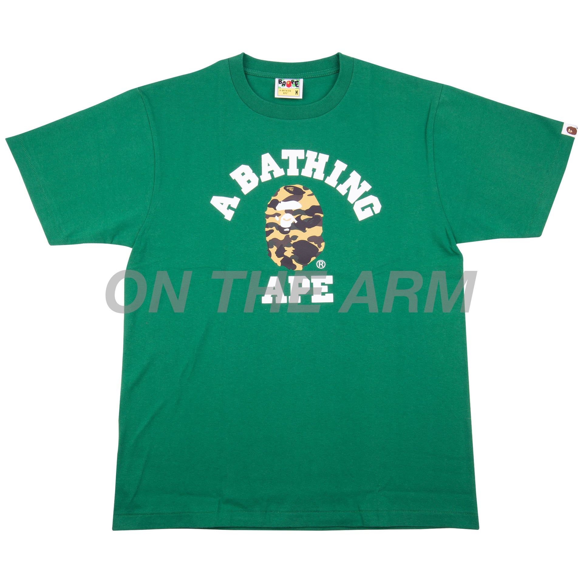 Bape Green/Yellow First Camo College Logo Tee