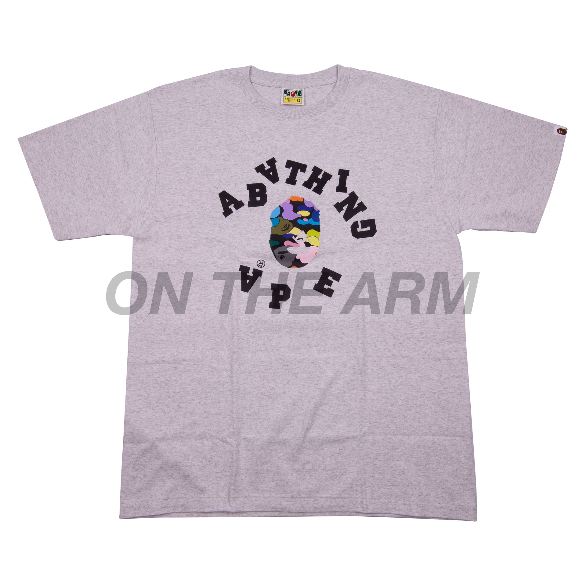 Bape Grey Multi Camo Broken College Logo Tee