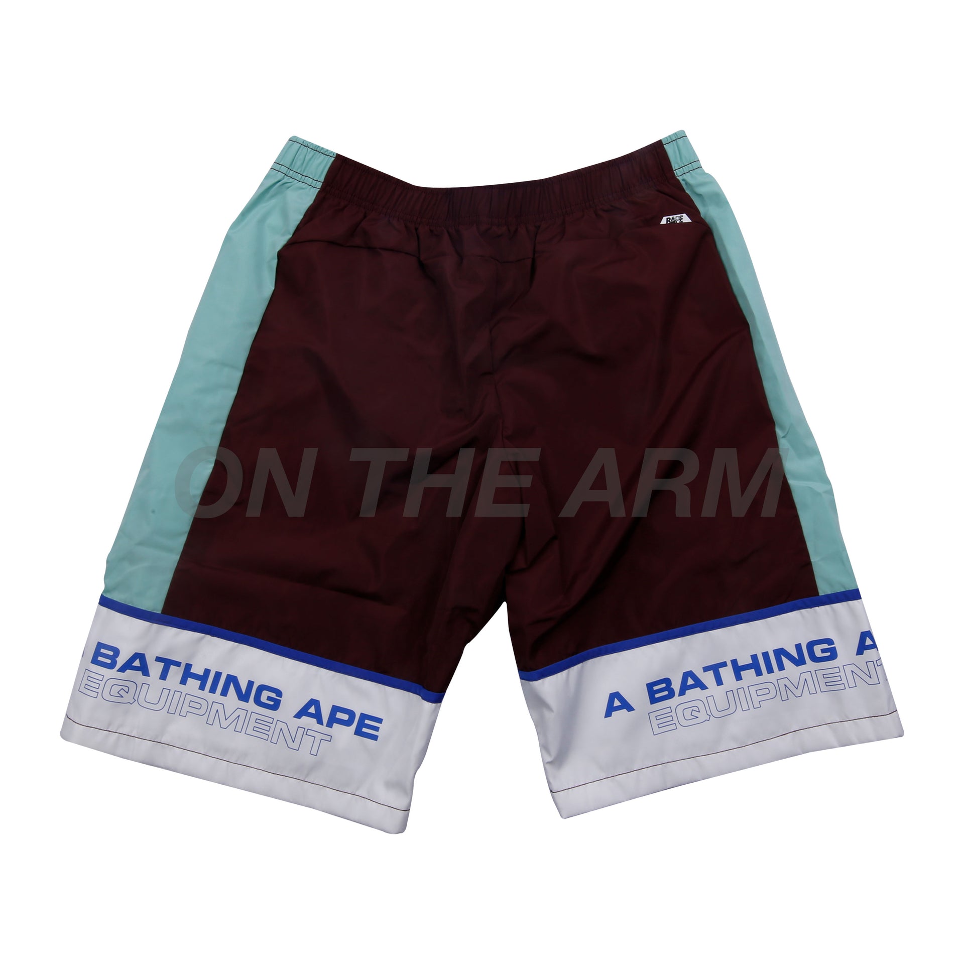 Bape Maroon Color Blocked Water Shorts