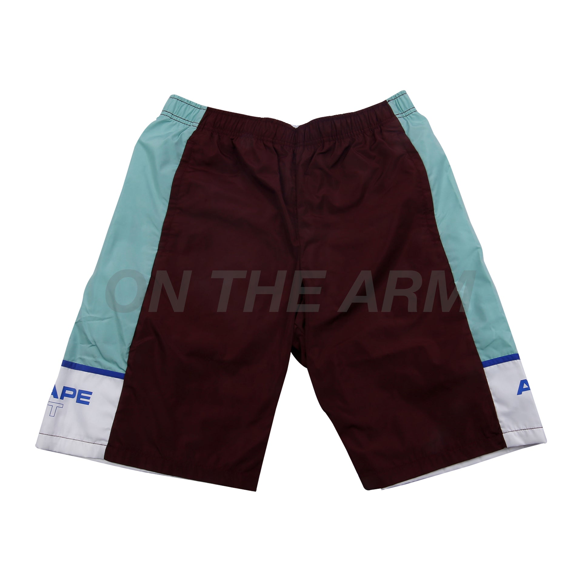 Bape Maroon Color Blocked Water Shorts
