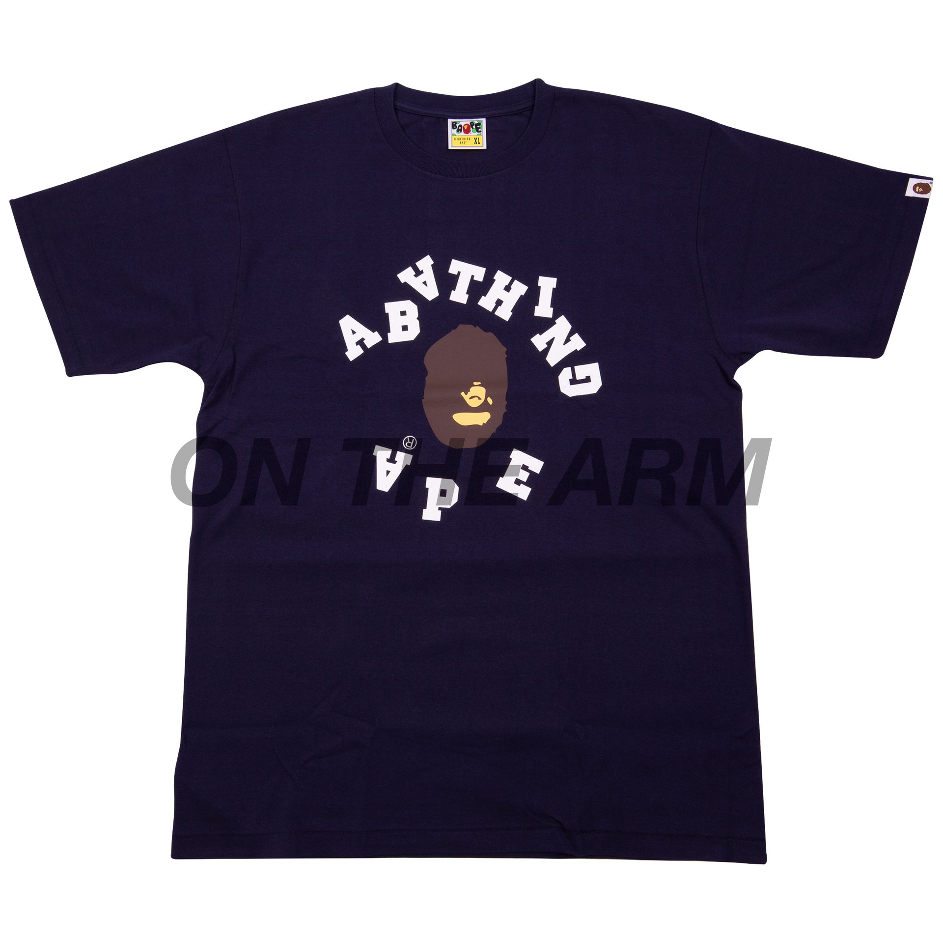 Bape Navy Broken College Logo Tee