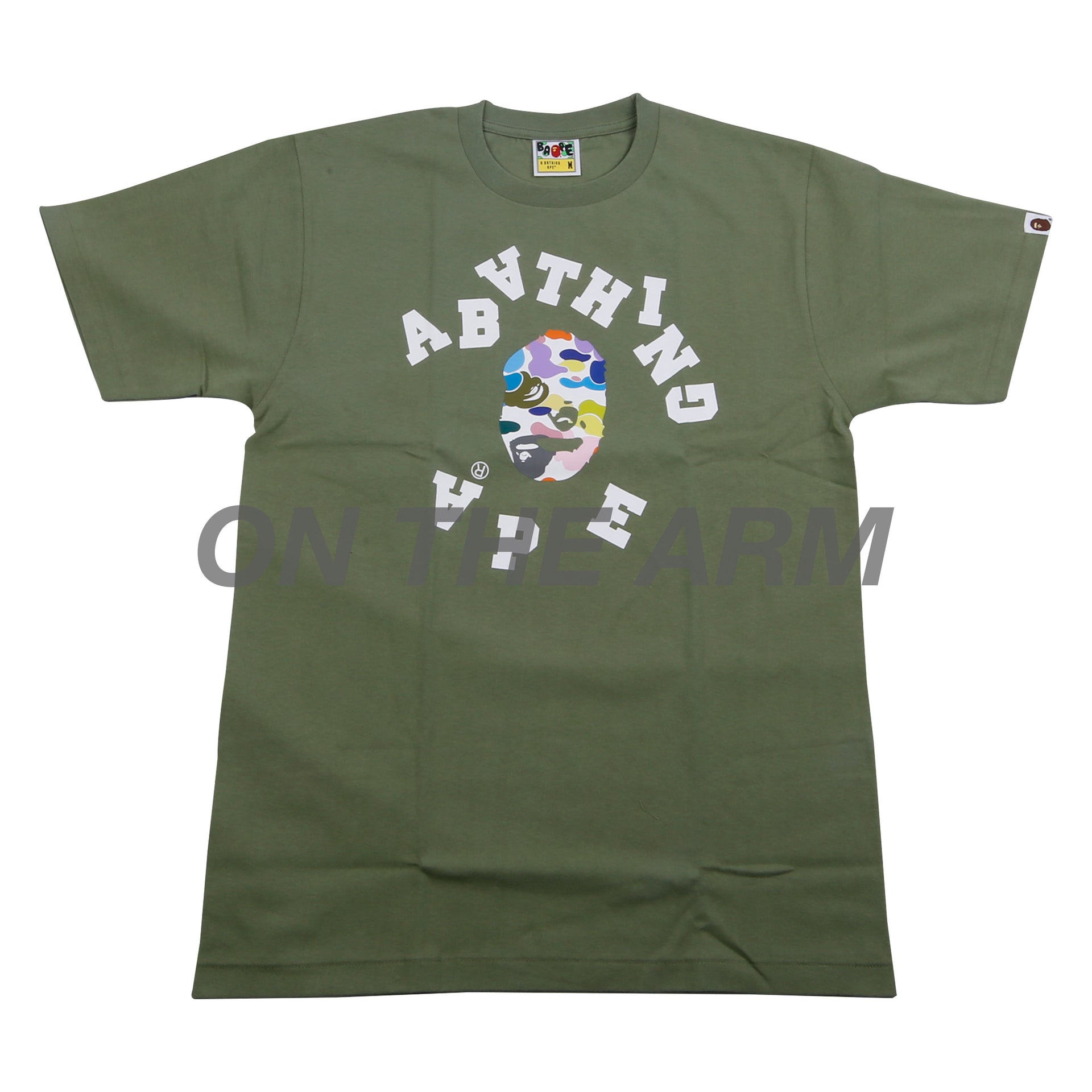 Bape Olive Multi Camo Broken College Logo Tee