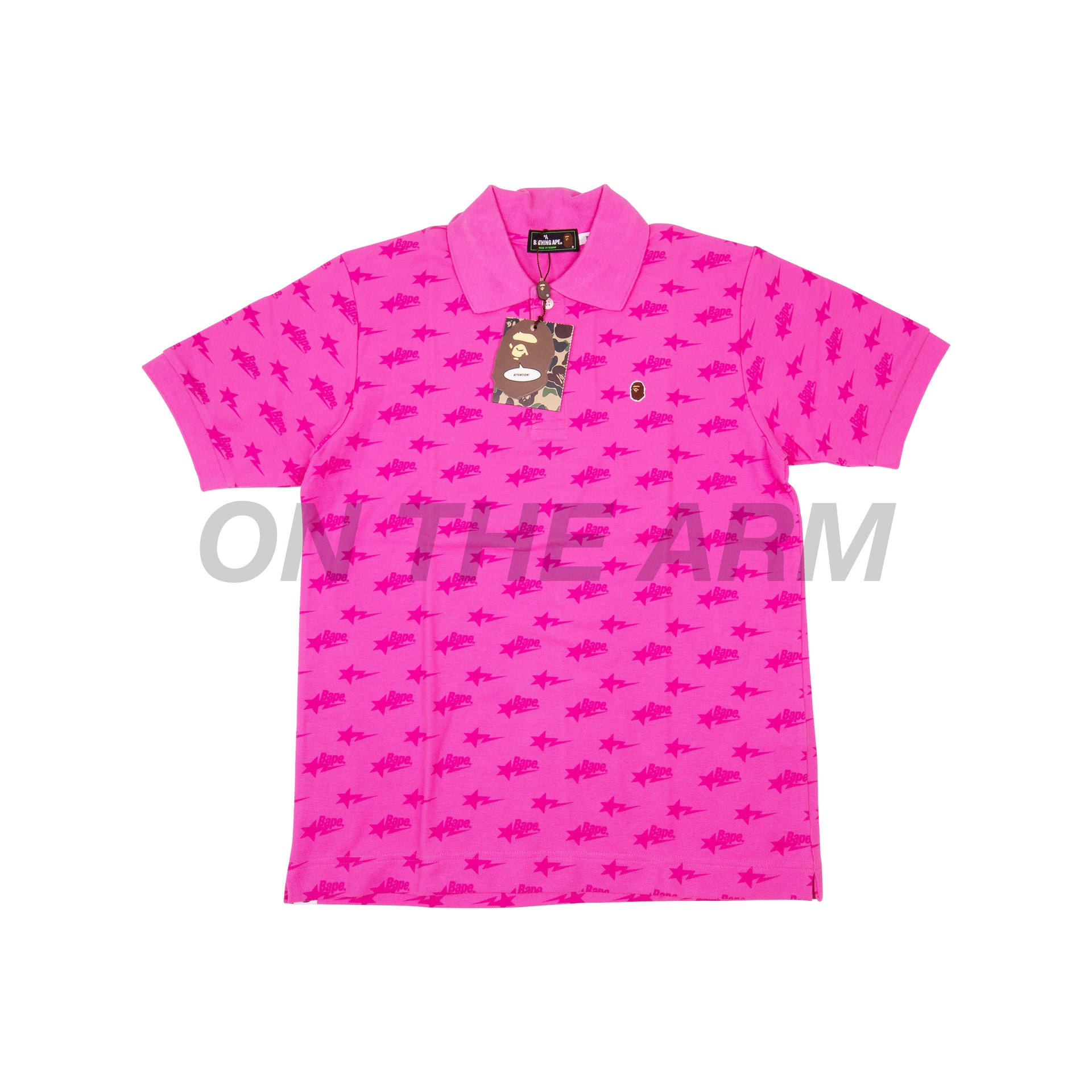 Bape Pink Bapesta Logo Polo