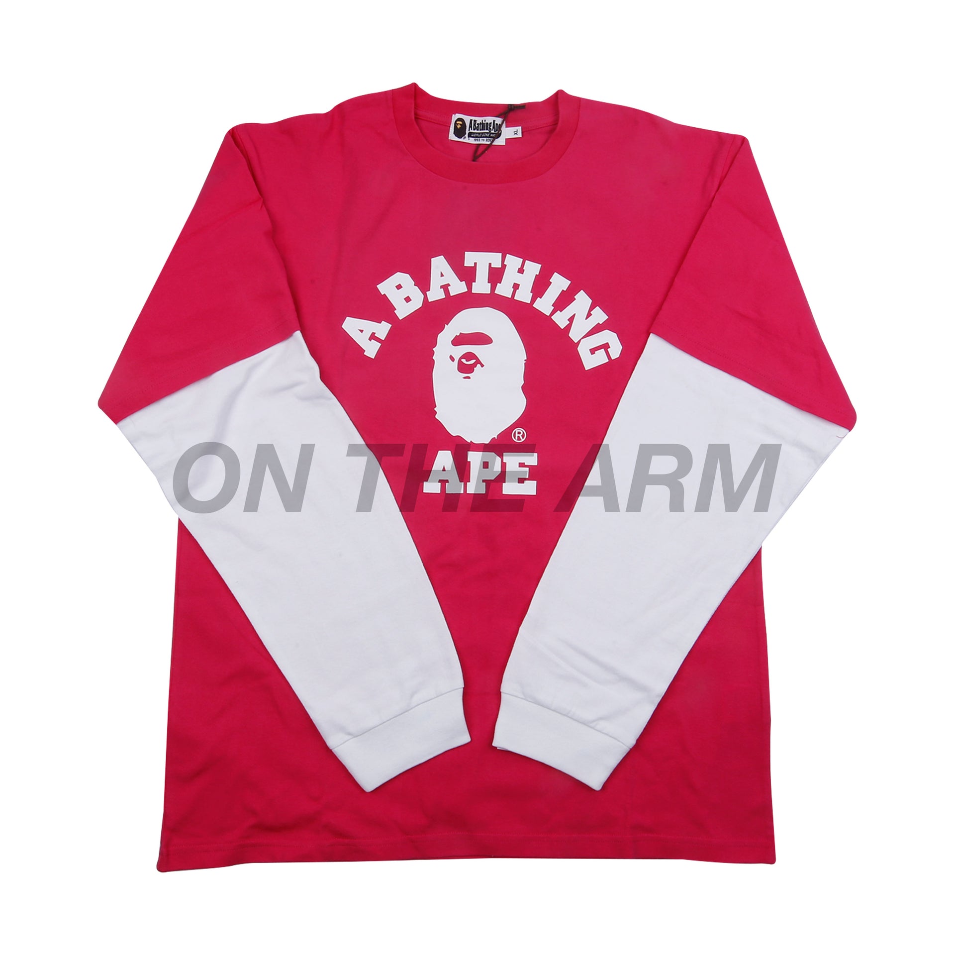 Bape Pink/White College Logo L/S
