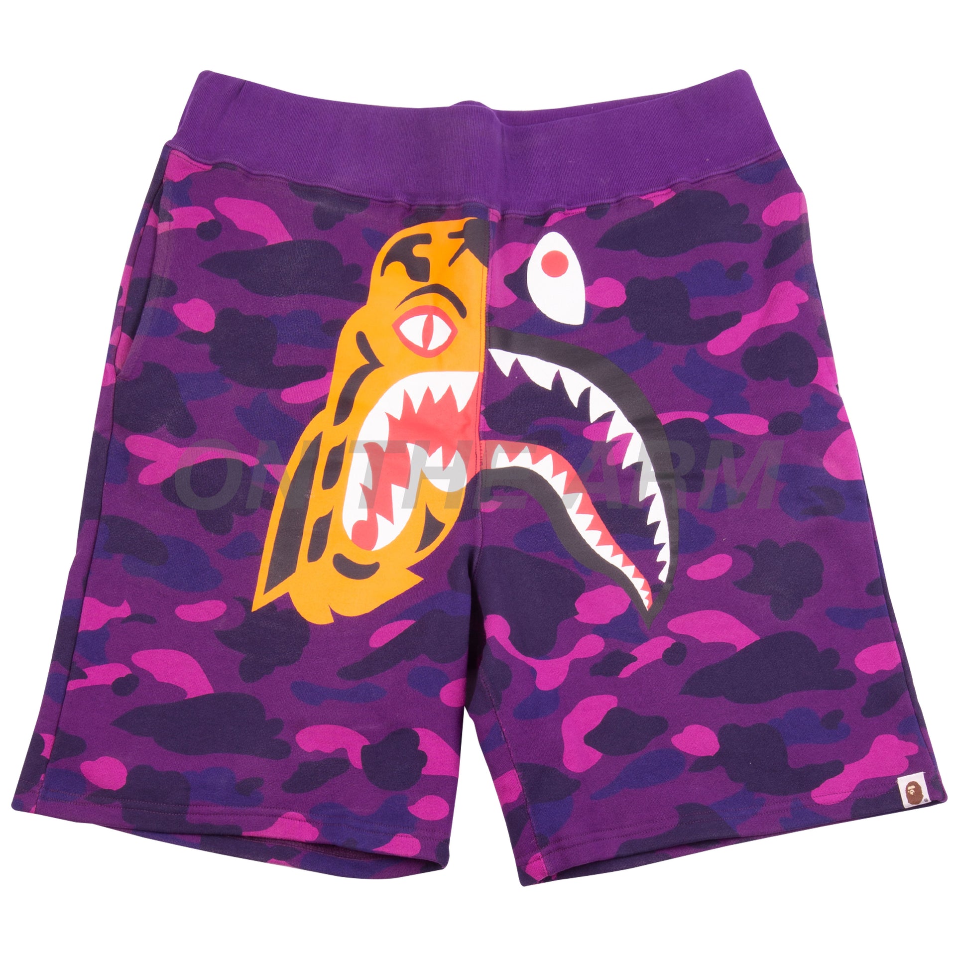 Bape Purple Camo Half Shark/Tiger Shorts USED