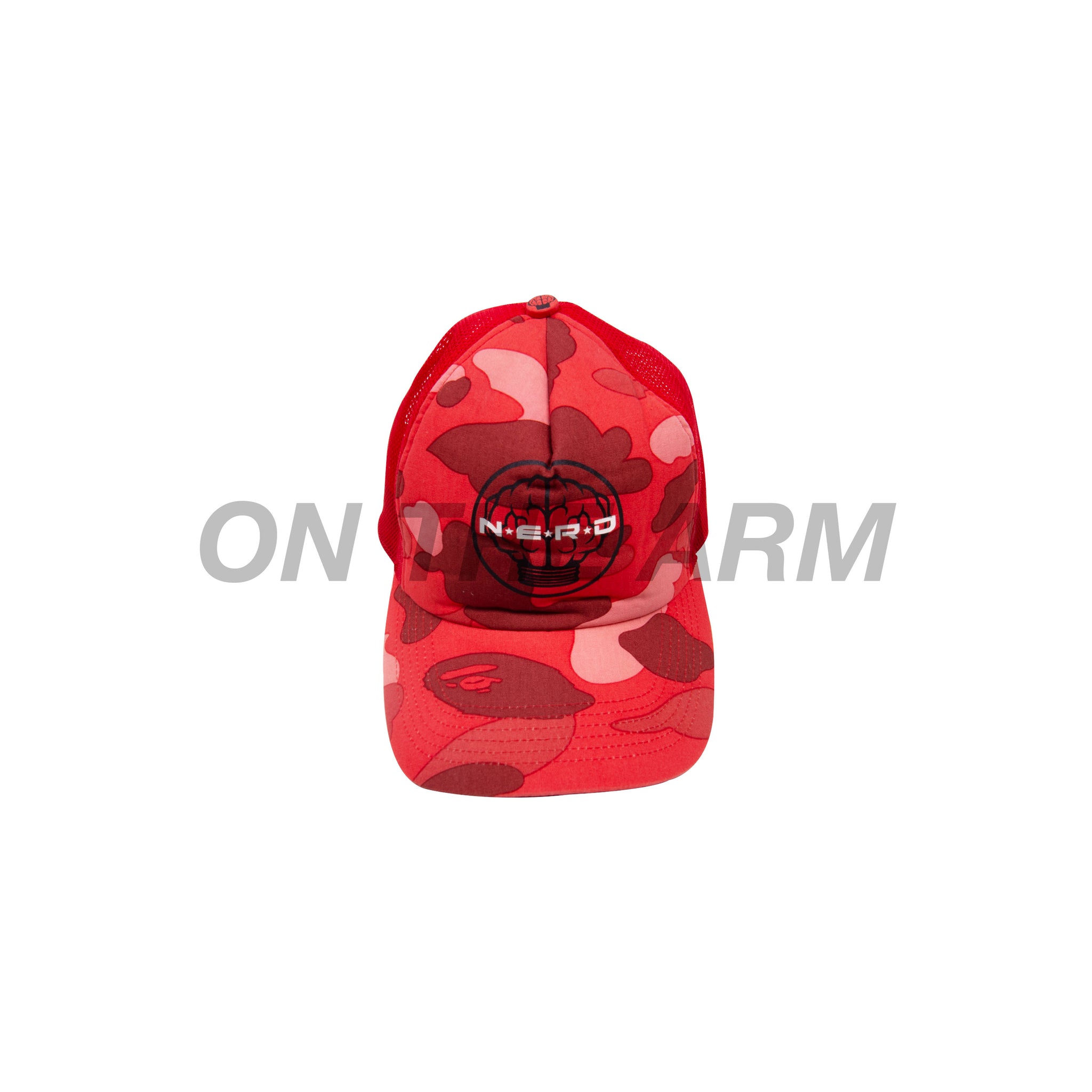 Bape Red Camo Nerd Trucker Hat