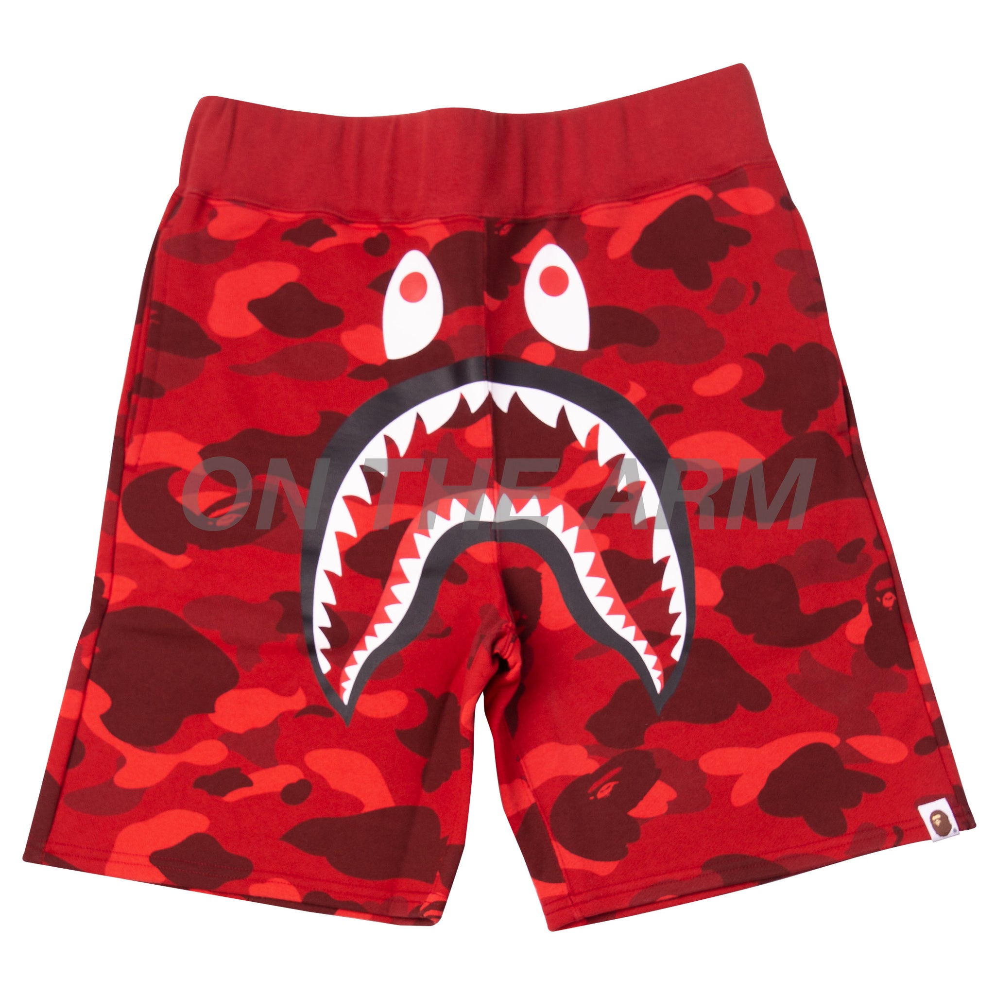 Bape Red Color Camo Shark Shorts